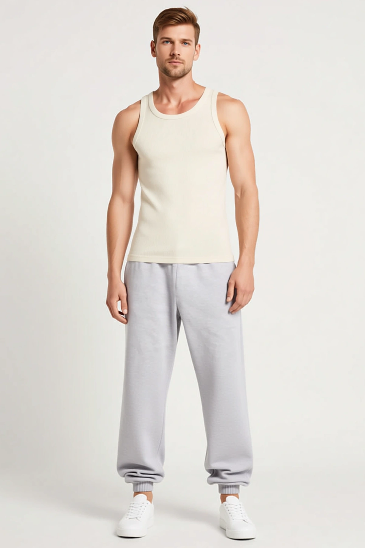 Erkek Fitilli Slim Fit Sıfır Yaka Spor Atlet Sırtı Akrep Baskılı Kolsuz Konforlu Günlük Kullanım
