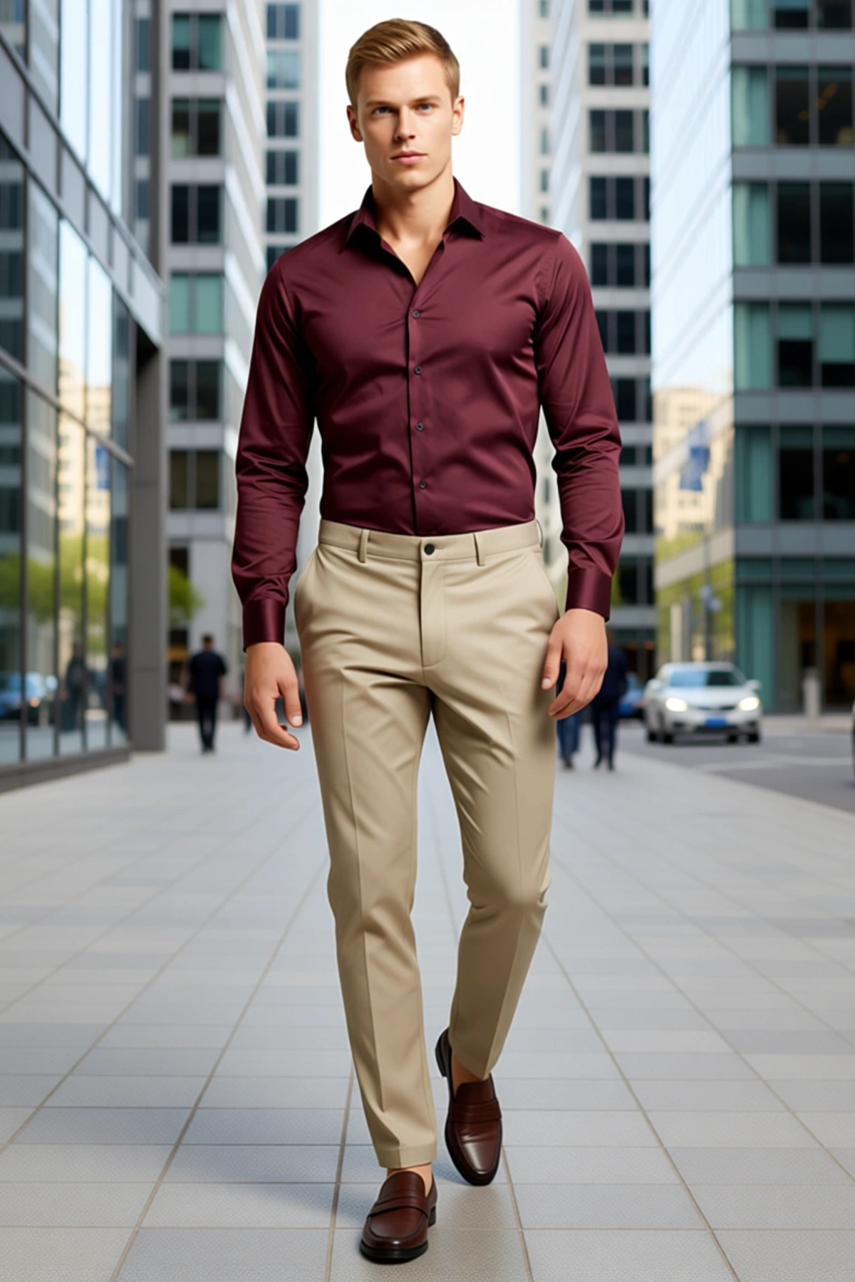 Erkek Saten Klasik Yaka Uzun Kollu Düğmeli Manşetli Slim Fit Gömlek Günlük Ofis Kullanımı Rahat
