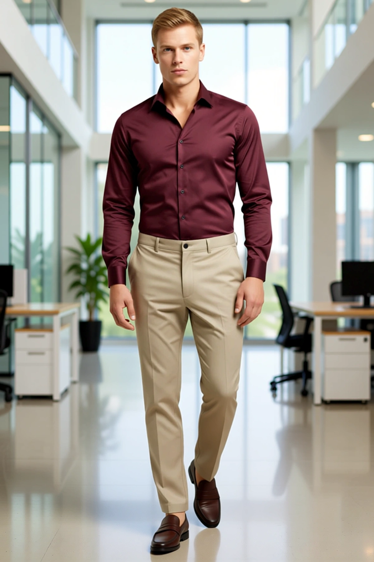 Erkek Saten Klasik Yaka Uzun Kollu Düğmeli Manşetli Slim Fit Gömlek Günlük Ofis Kullanımı Rahat