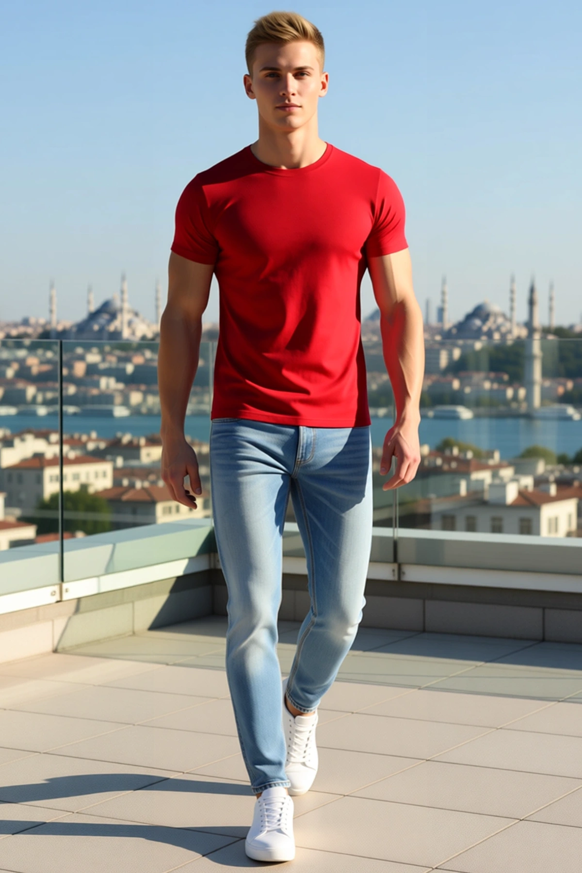 Erkek Bisiklet Yaka Tişört Likralı Slim Fit Dar Kesim Basic Body Günlük Kısa Kollu Rahat Sade Giyim