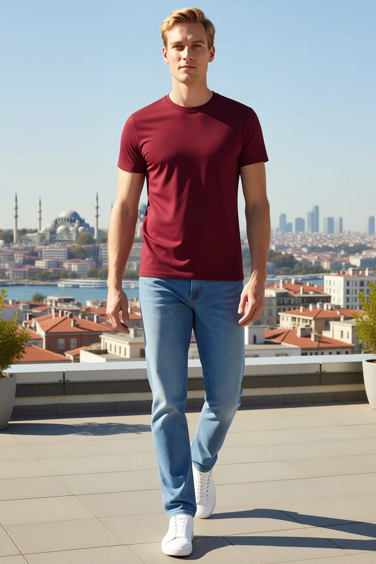 Erkek Basic Body Tişört Bisiklet Yaka Slim Fit Likralı Dar Kesim Günlük Kısa Kollu Sezonluk Rahat