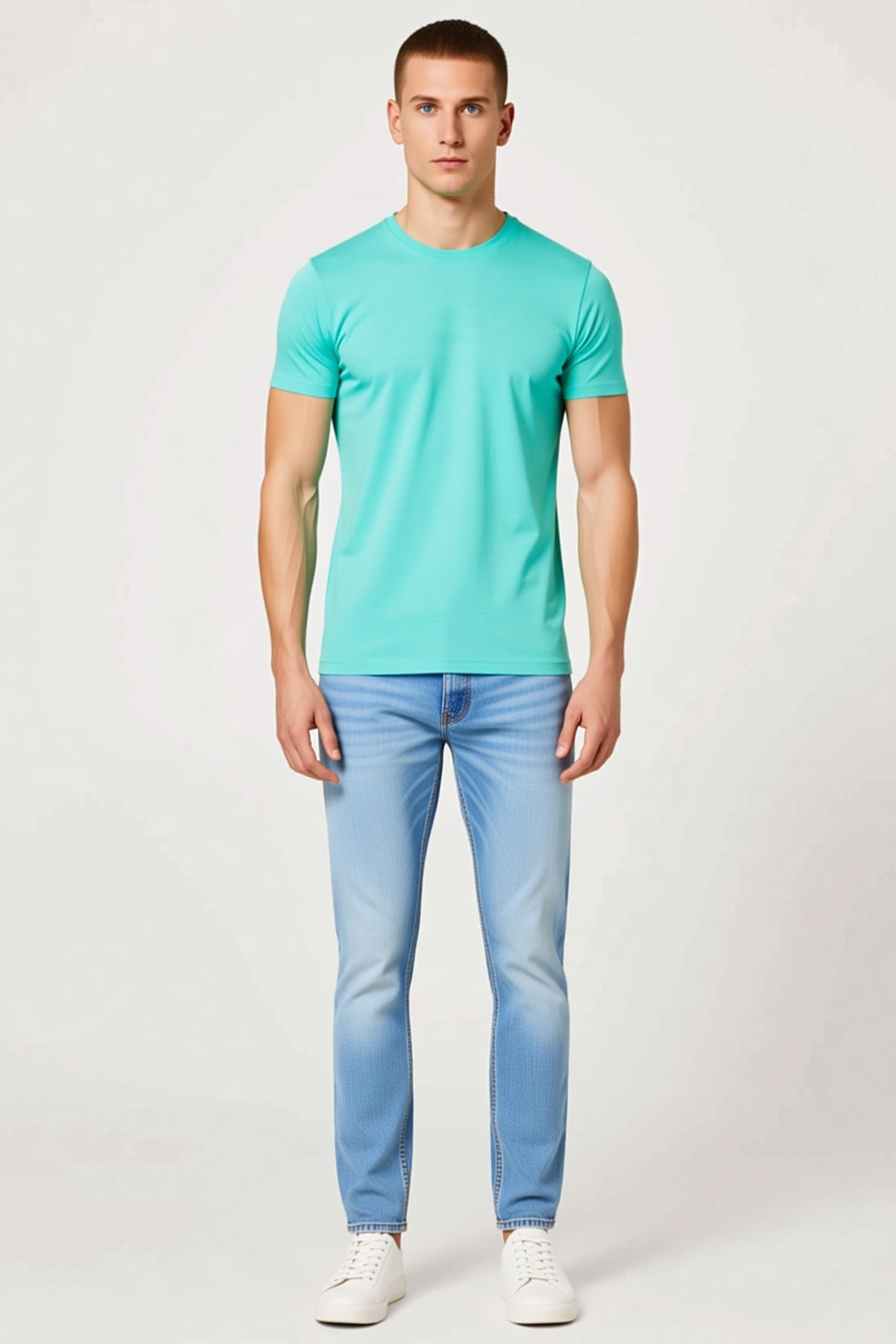 Erkek Slim Fit Bisiklet Yaka Tişört Likralı Dar Kesim Günlük Basic Body Kısa Kollu Konforlu Sade