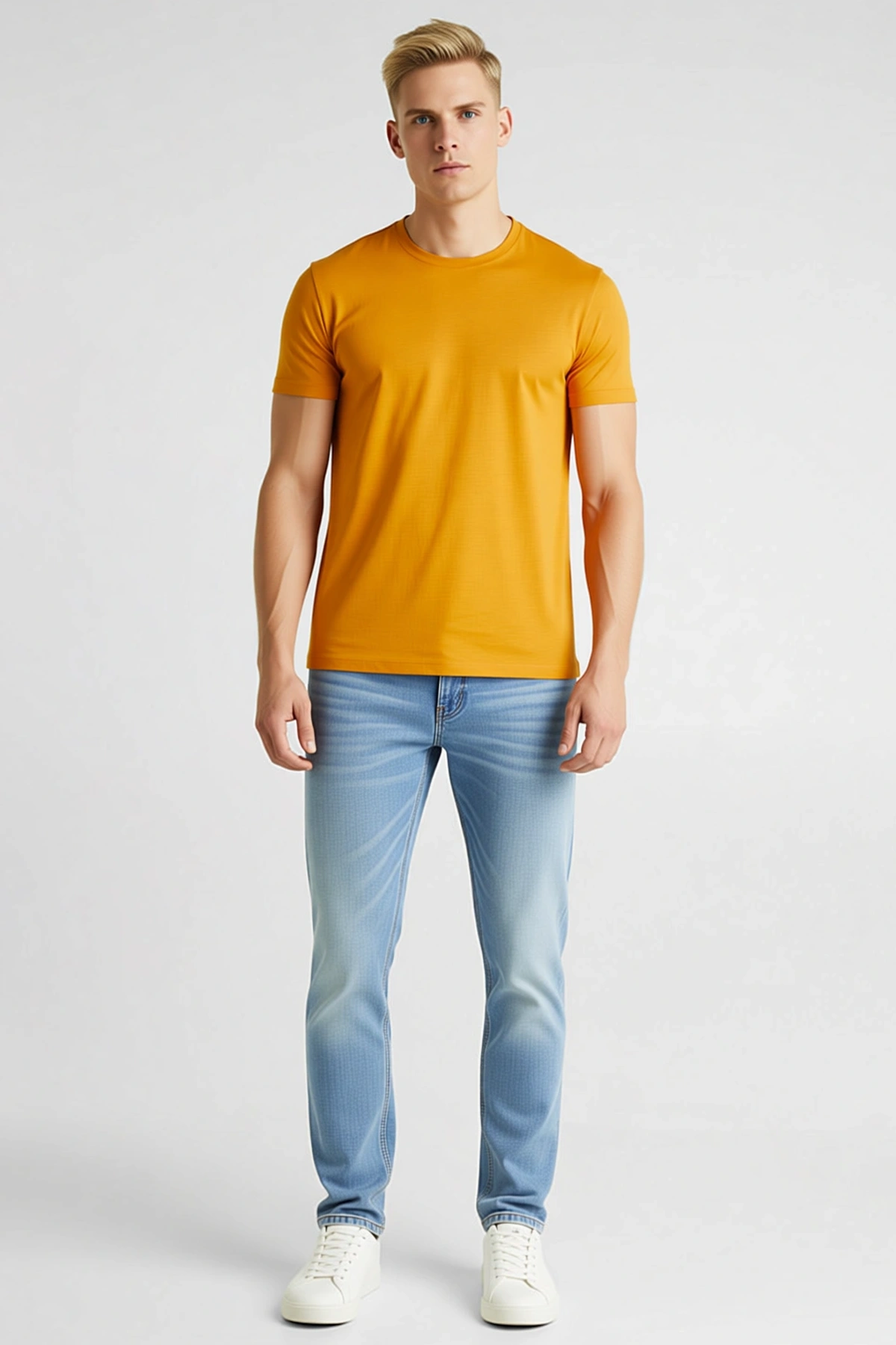 Erkek Bisiklet Yaka Slim Fit Tişört Dar Kesim Likralı Günlük Basic Body Kısa Kollu Rahat Giyim Sade