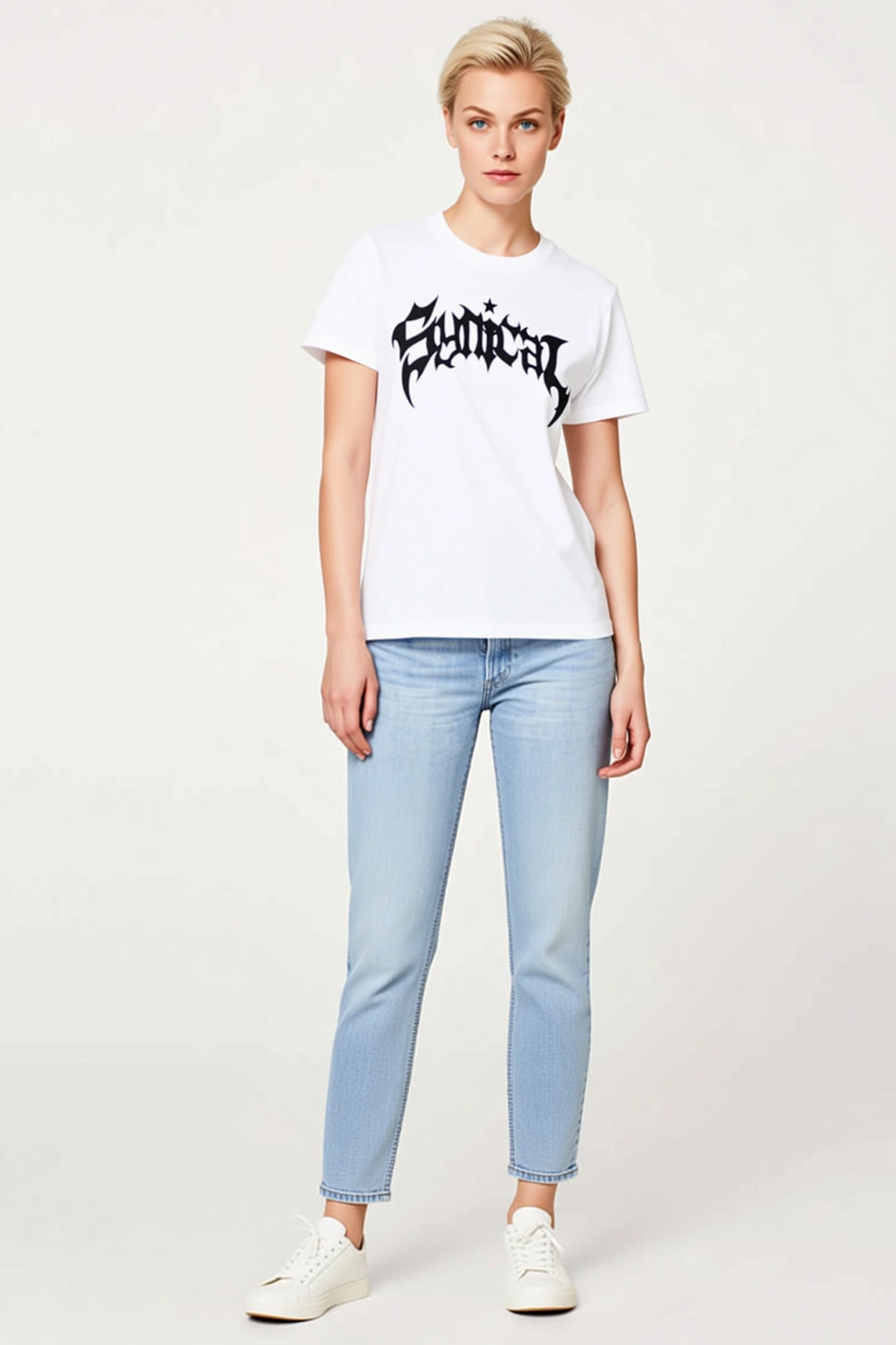Kadın Ön Baskılı Streetwear Tişört Bisiklet Yaka Kısa Kollu Basic Pamuklu Günlük Kullanıma Uygun