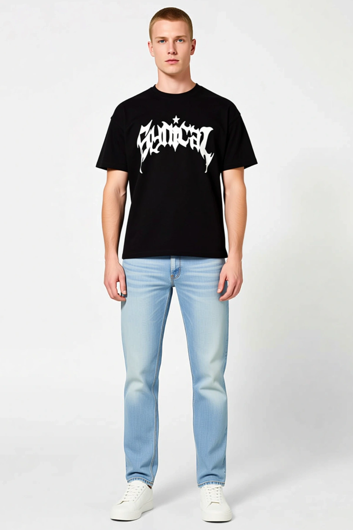 Erkek Streetwear Ön Baskılı Tişört Bisiklet Yaka Kısa Kollu Basic Pamuklu Rahat Kesim Günlük Giyim