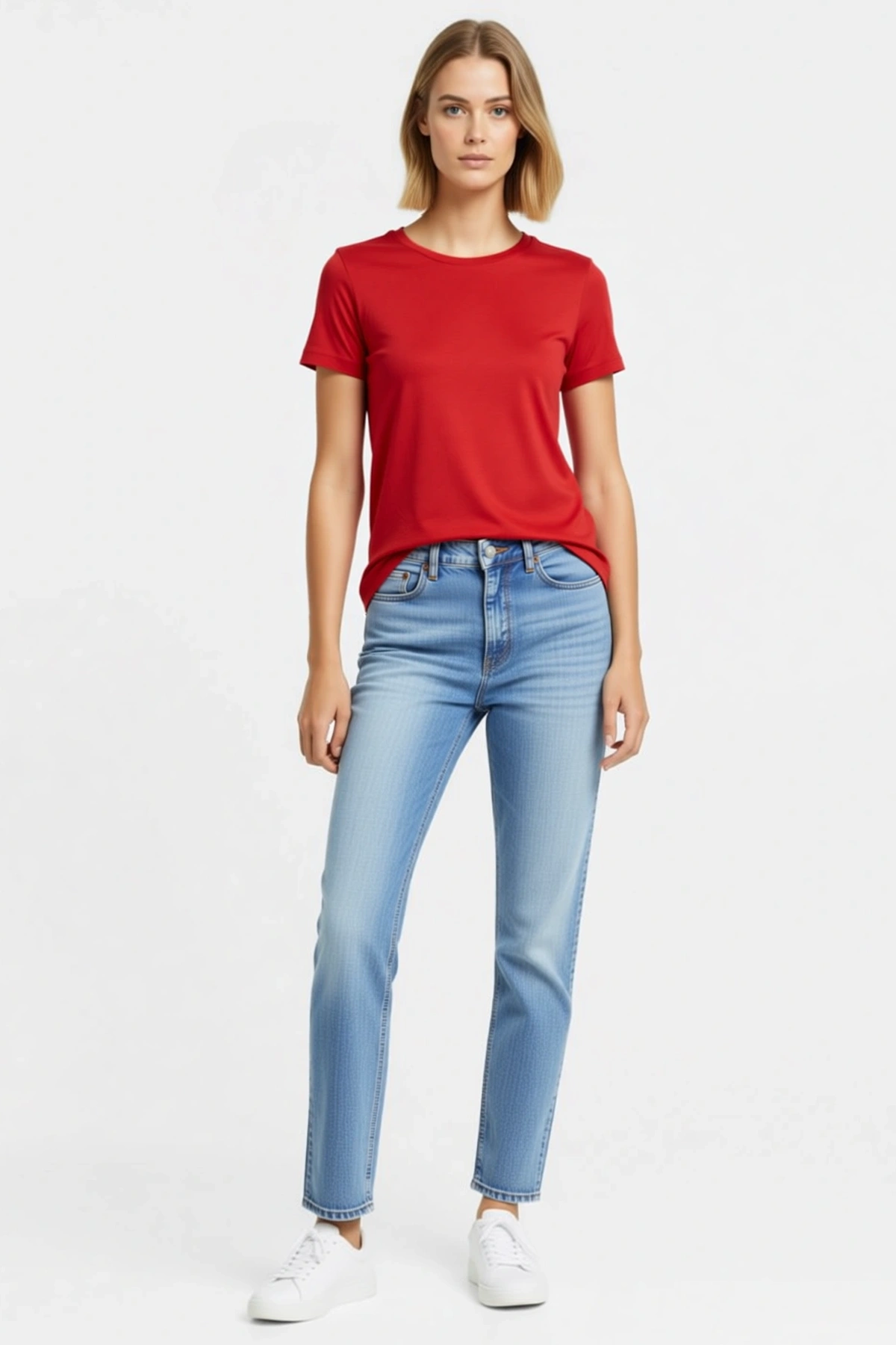 Bisiklet Yaka Slim Fit Likralı Tişört Kısa Kollu Günlük Basic Body Esnek Dar Kesim Kadın Pratik