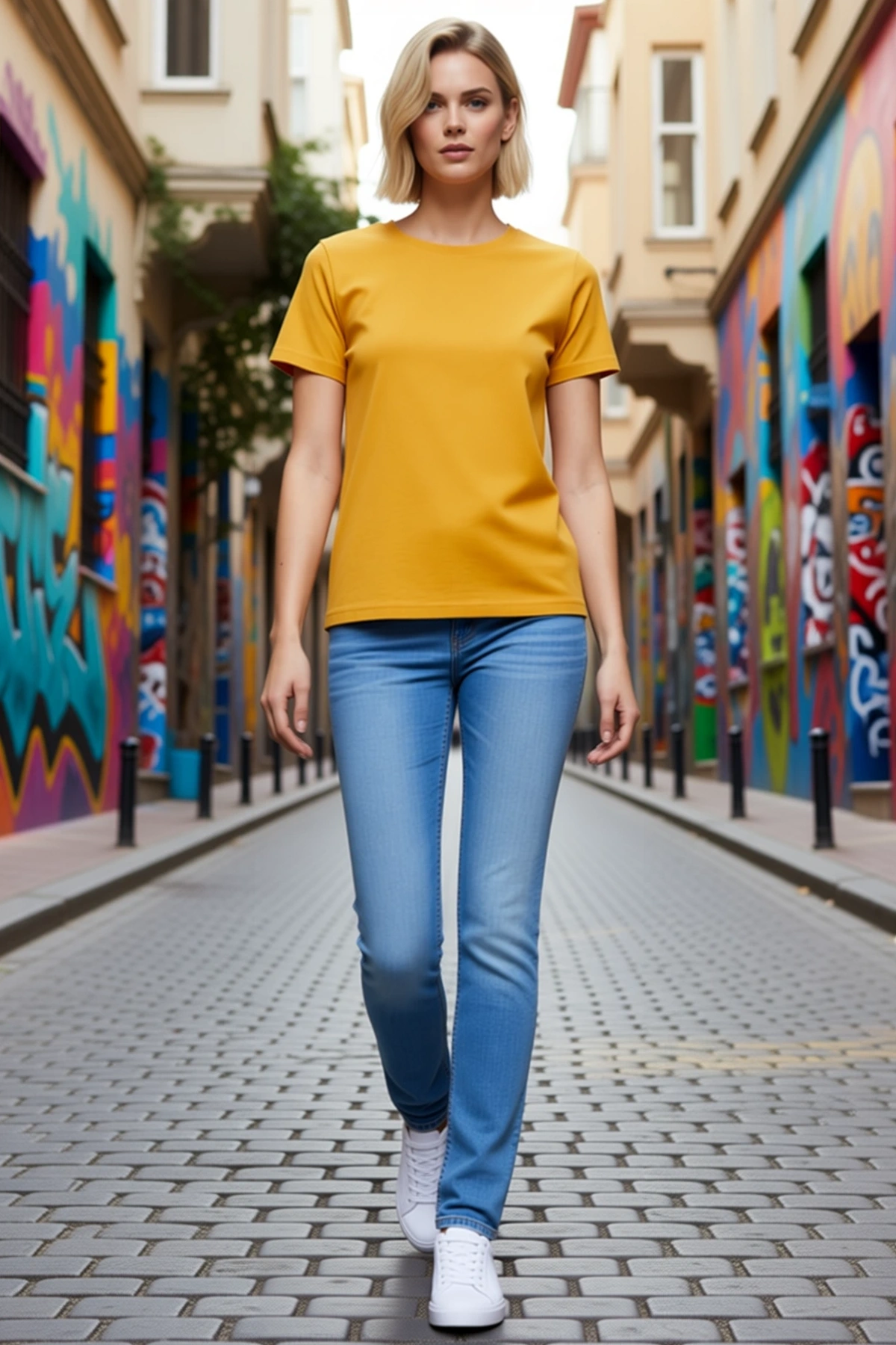 Kadın Tişört Bisiklet Yaka Kısa Kollu Likralı Slim Fit Günlük Body Kesim Düz Tasarım Basic