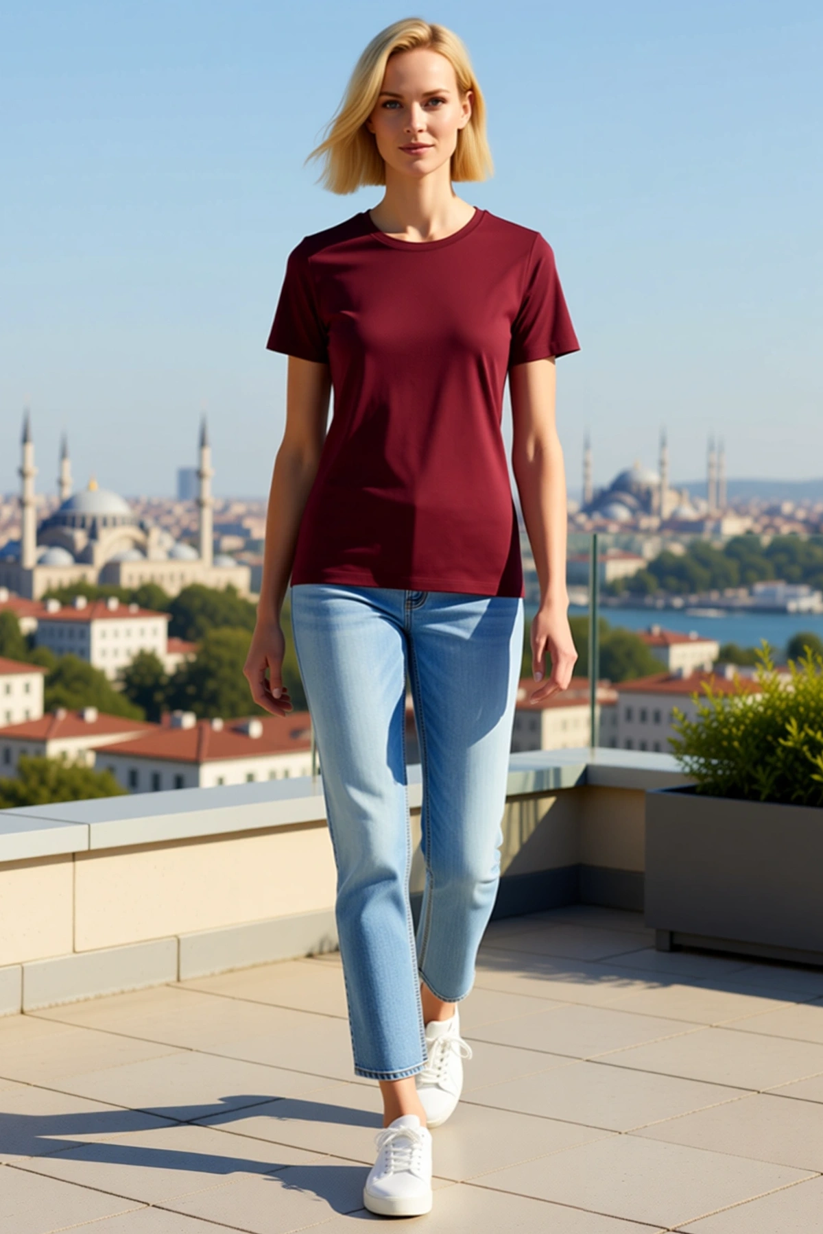 Bisiklet Yaka Slim Fit Likralı Kadın Tişört Kısa Kollu Günlük Rahat Body Kesim Düz Giyim