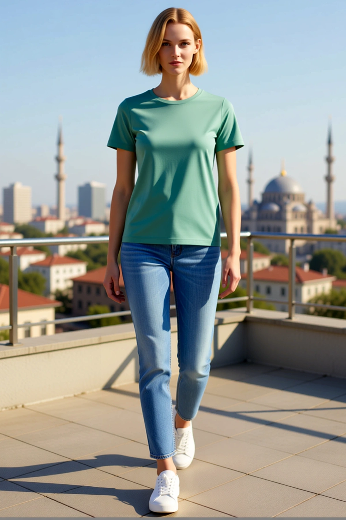 Kısa Kollu Bisiklet Yaka Likralı Slim Fit Kadın Tişört Günlük Body Kesim Basic Sade Tasarım