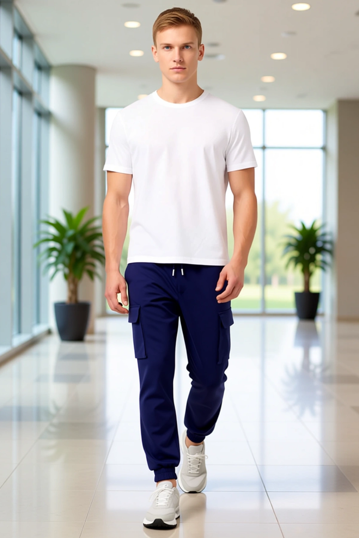 Erkek Regular Fit Kargo Cepli Jogger Eşofman Altı Bel Bağcıklı Lastikli Paça Spor Pantolon Rahat