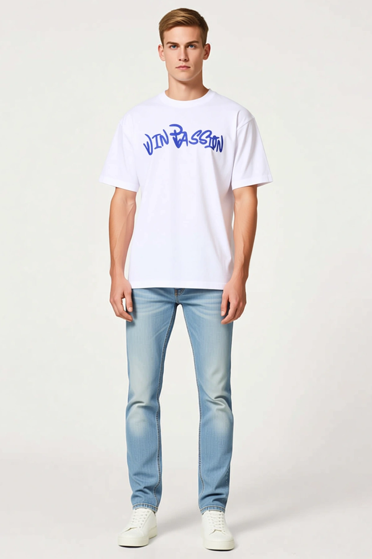 Erkek Baskılı Tişört Kısa Kollu Bisiklet Yaka Regular Fit Rahat Kalıp Graffiti Yazılı Günlük Stil