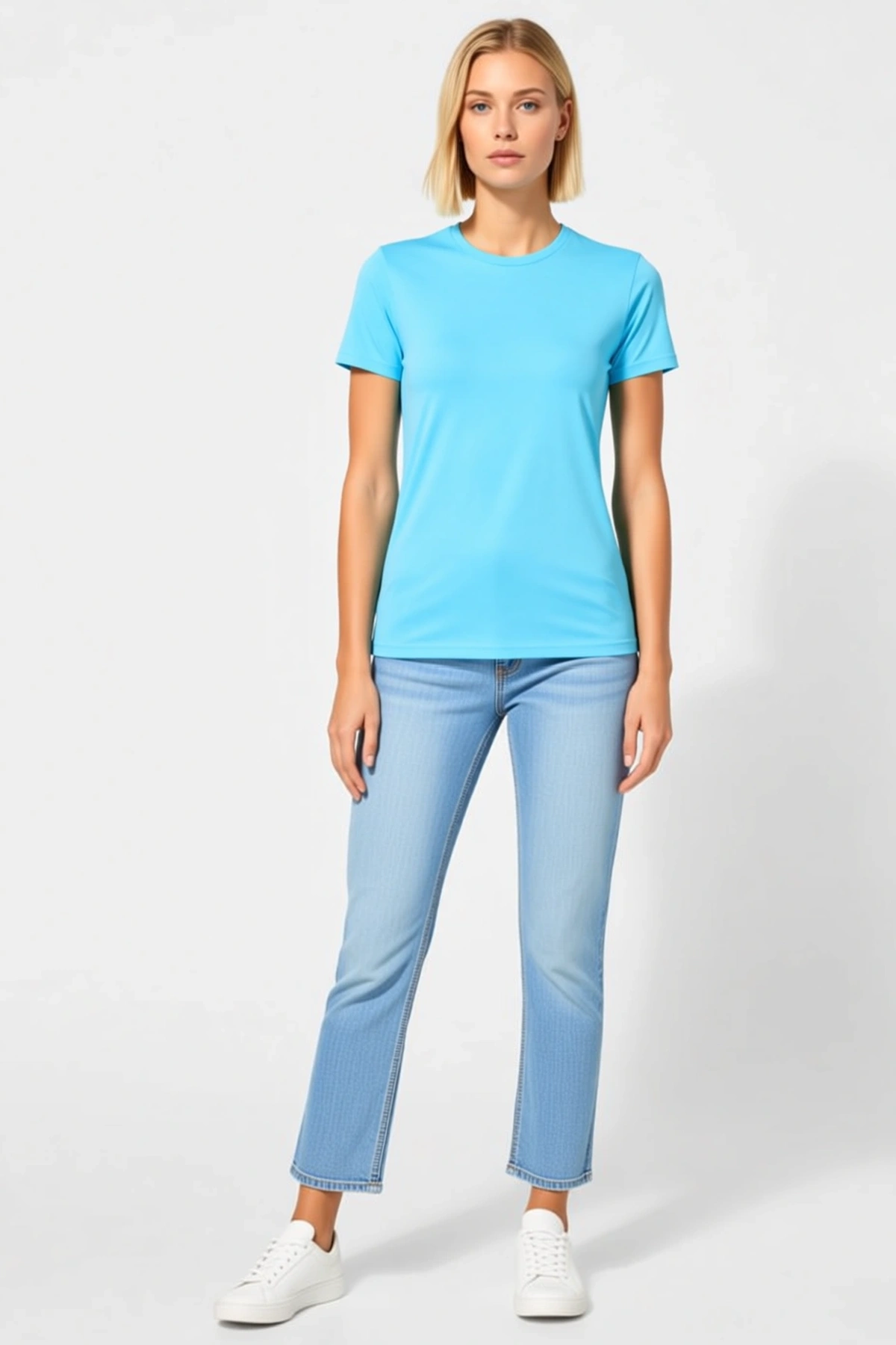 Kadın Kısa Kollu Bisiklet Yaka Slim Fit Basic Tişört Yazlık Günlük Kullanım İçin Modern Sade Kesim