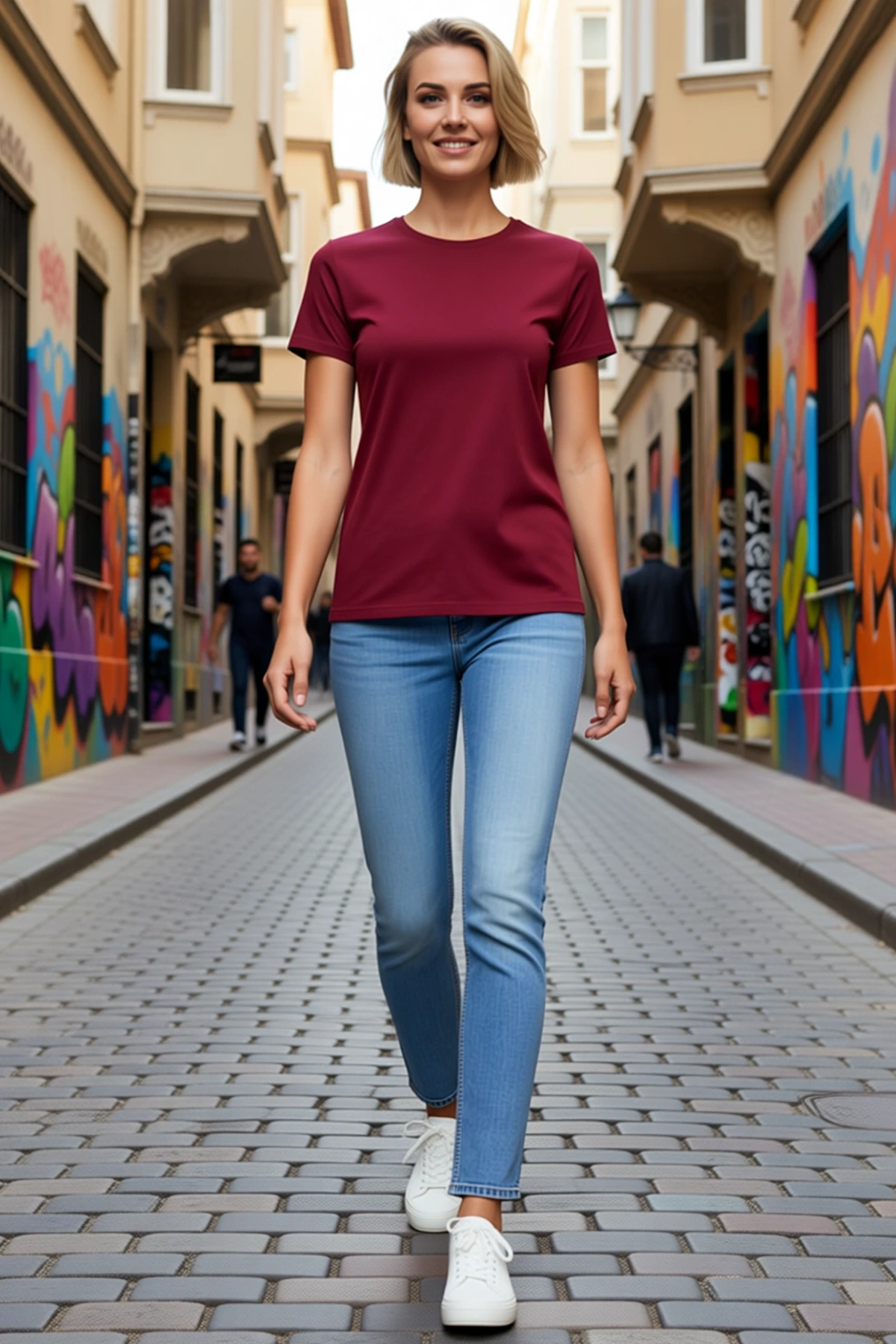 Kadın Slim Fit Bisiklet Yaka Kısa Kollu Basic Tişört Günlük Yazlık Rahat Hareket Alanı Sağlayan
