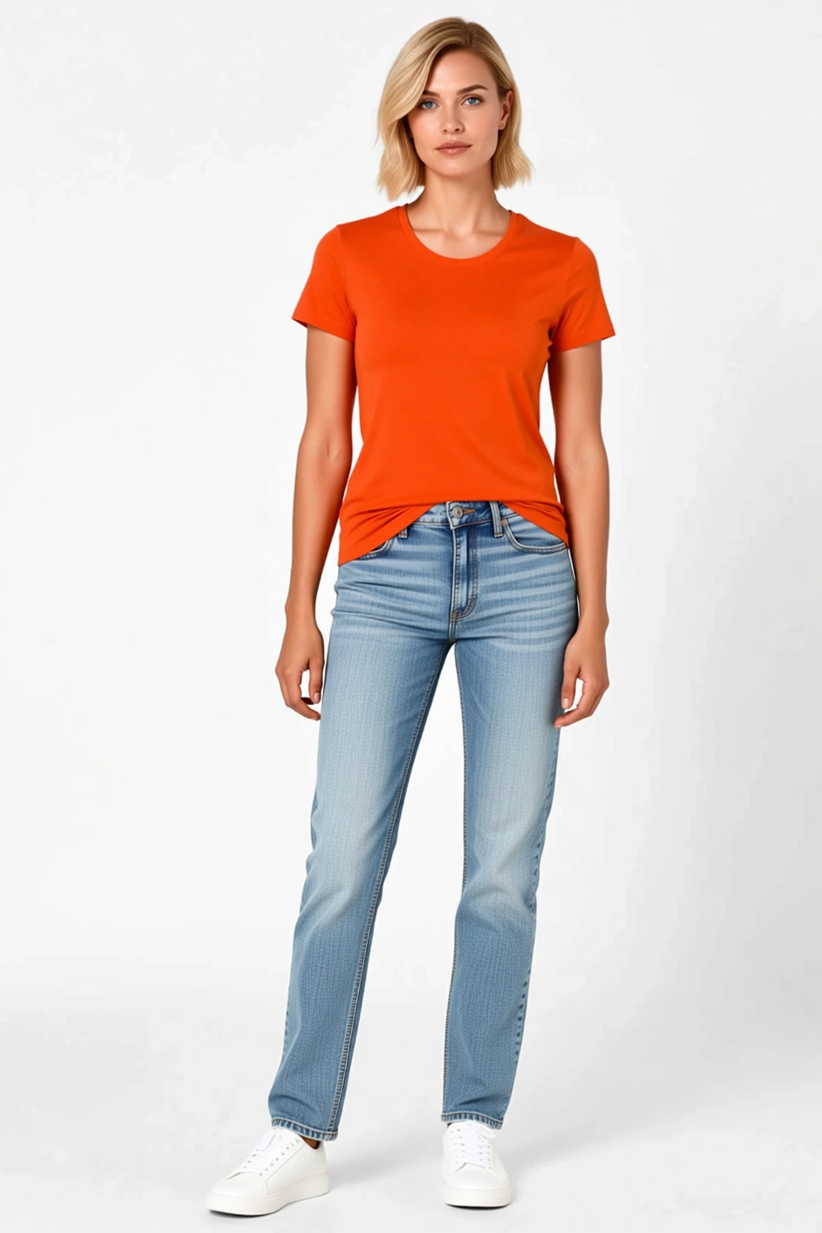 Kadın Bisiklet Yaka Slim Fit Kısa Kollu Basic Tişört Günlük Kullanıma Uygun Yazlık Rahat Duruşlu