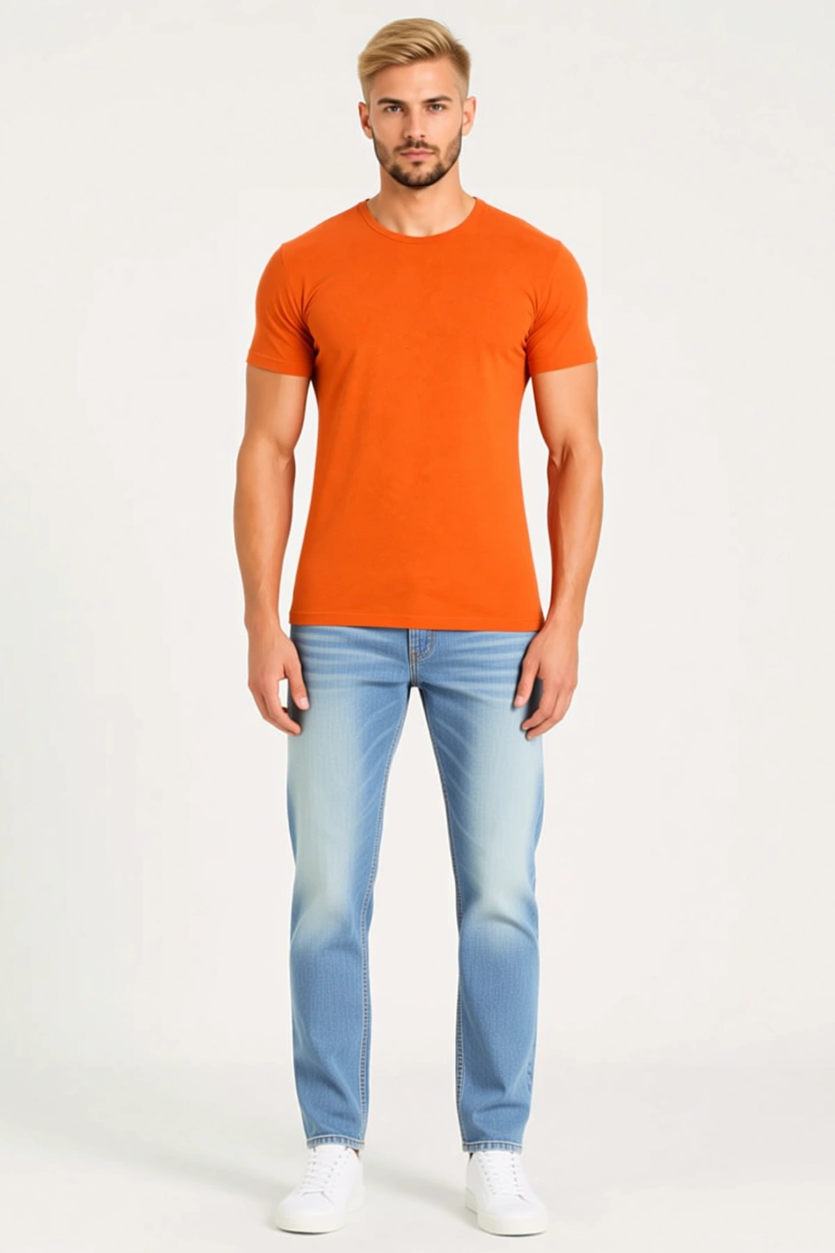 Erkek Basic Tişört Bisiklet Yaka Kısa Kollu Slim Fit Günlük Yazlık Kullanıma Uygun Rahat Kesimli