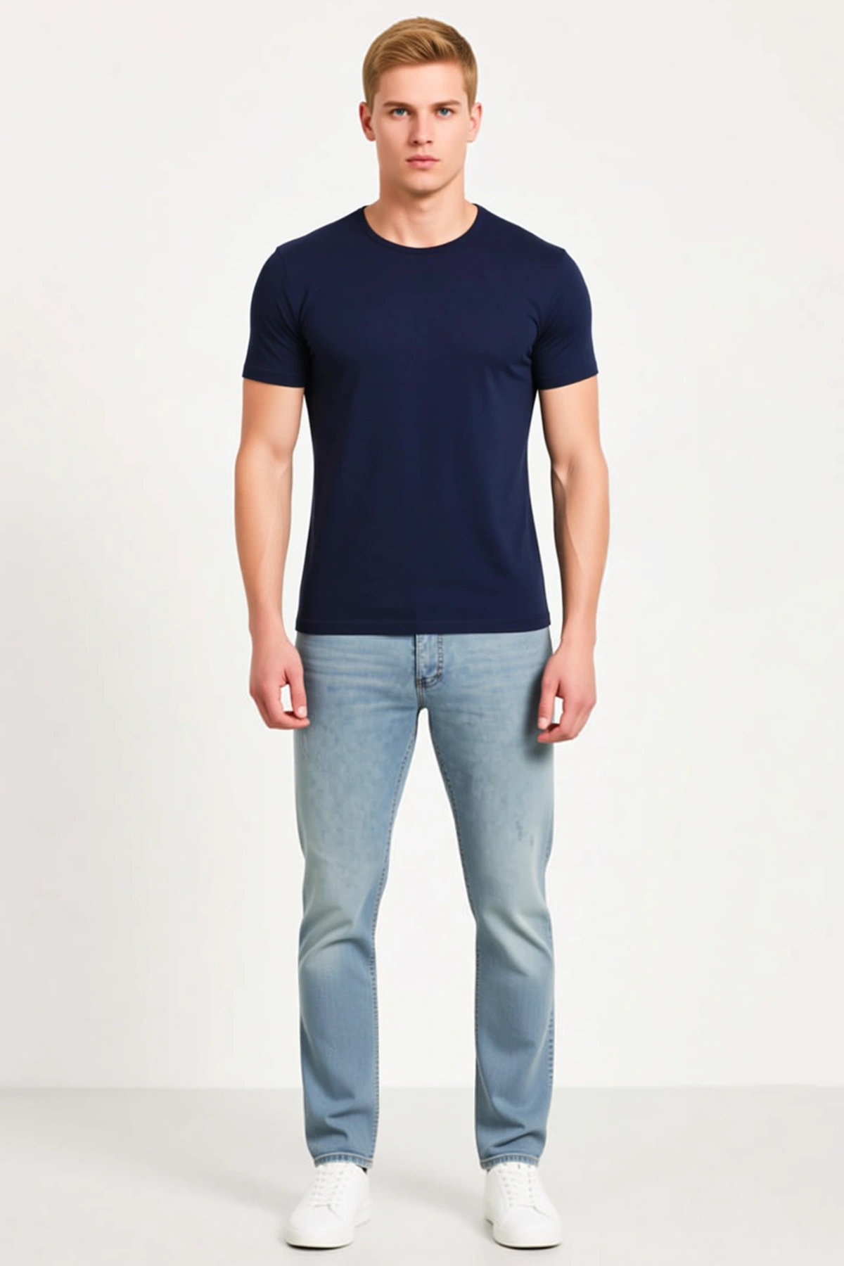 Erkek Slim Fit Bisiklet Yaka Kısa Kollu Basic Tişört Günlük Yazlık Kullanıma Uygun Rahat Düz Tasarım