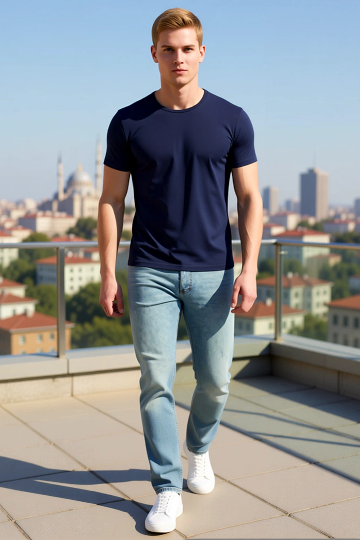 Erkek Slim Fit Bisiklet Yaka Kısa Kollu Basic Tişört Günlük Yazlık Kullanıma Uygun Rahat Düz Tasarım