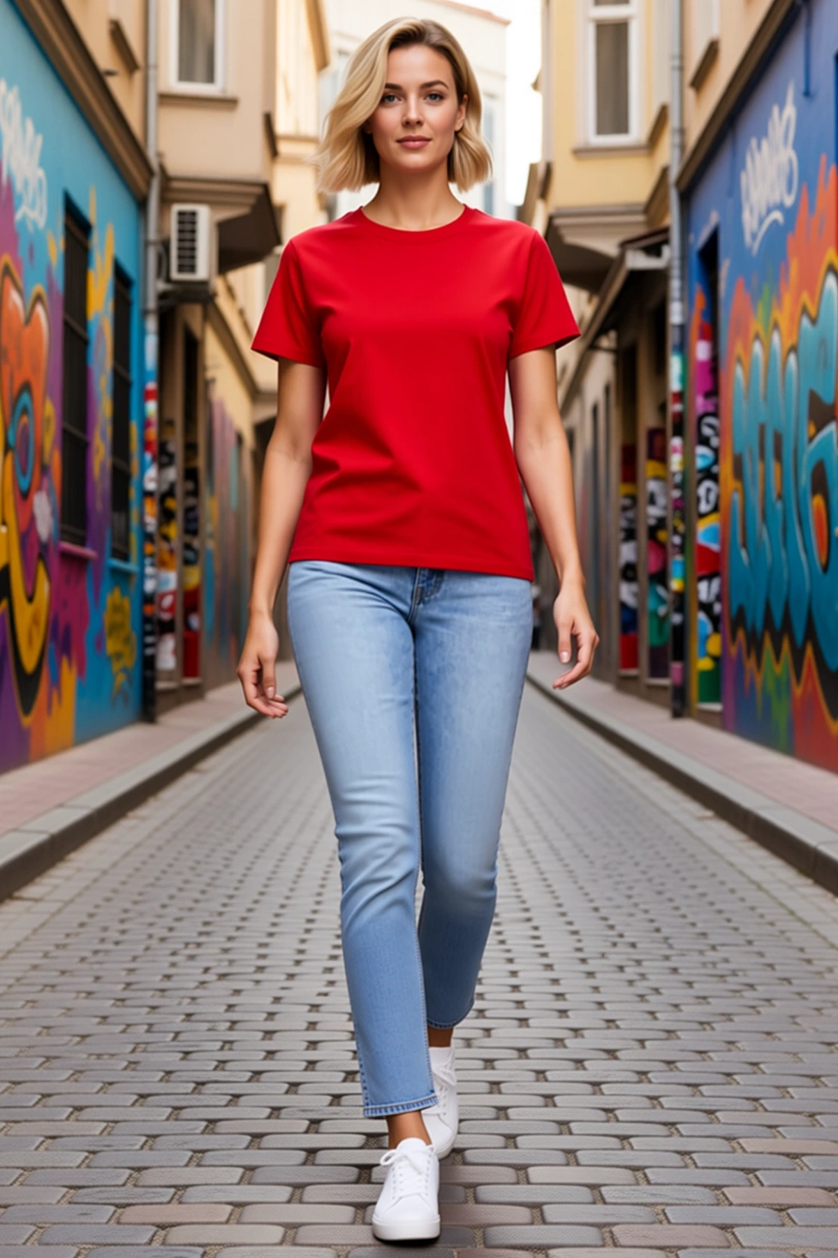 Kadın Basic Tişört Bisiklet Yaka Kısa Kollu Günlük Yazlık Slim Fit Rahat Kalıp Modern Konforlu Sade