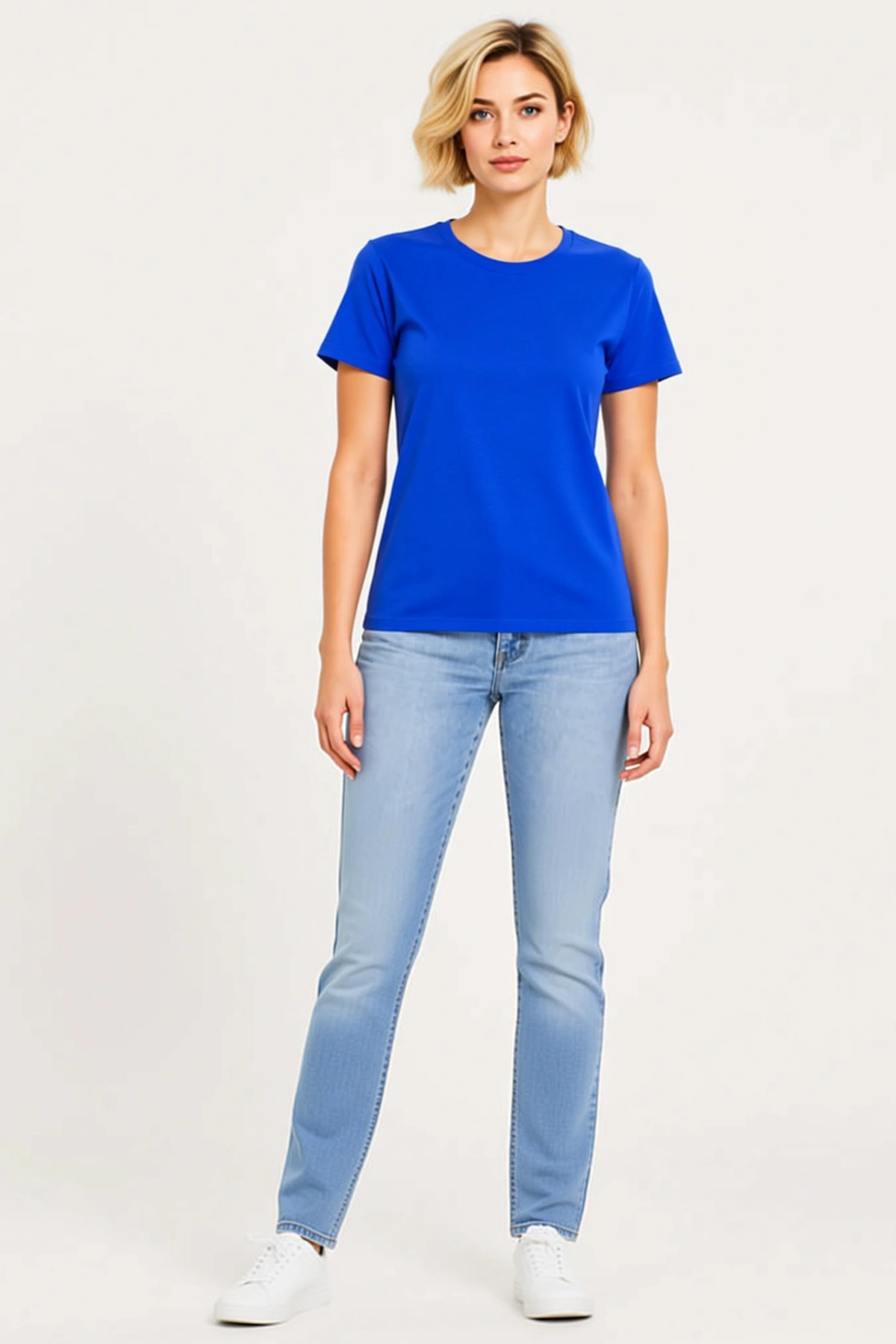Kadın Slim Fit Bisiklet Yaka Kısa Kol Basic Tişört Yazlık Günlük Kullanım Sade Konforlu Zarif Kesim