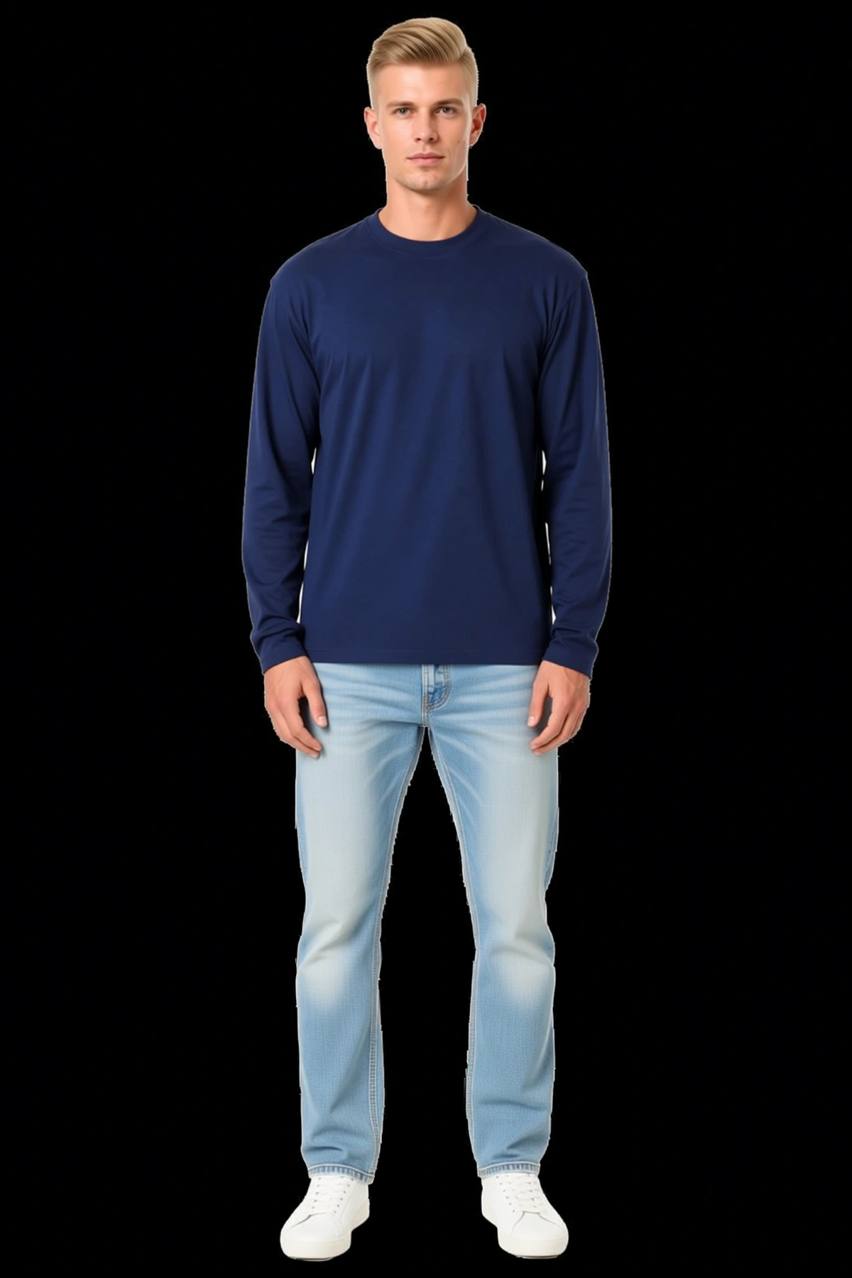 Erkek Modal Yumuşak Dokulu Bisiklet Yaka Uzun Kollu Tişört Sweatshirt Rahat Kesim Günlük Konforlu