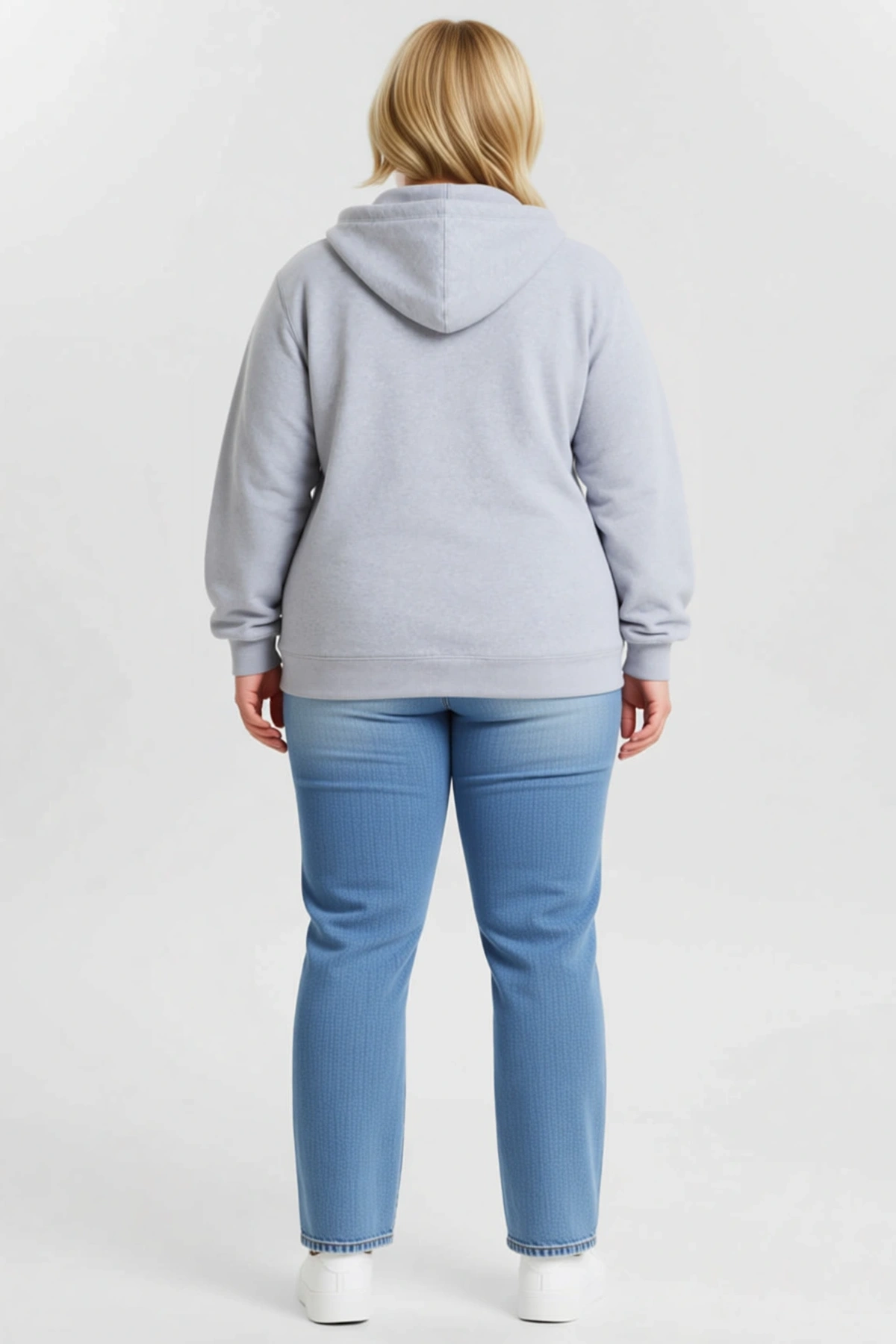 Kadın Büyük Beden Sweatshirt Üç İplik İçi Şardonlu Kapüşonlu Tam Fermuarlı Kışlık Konforlu Rahat