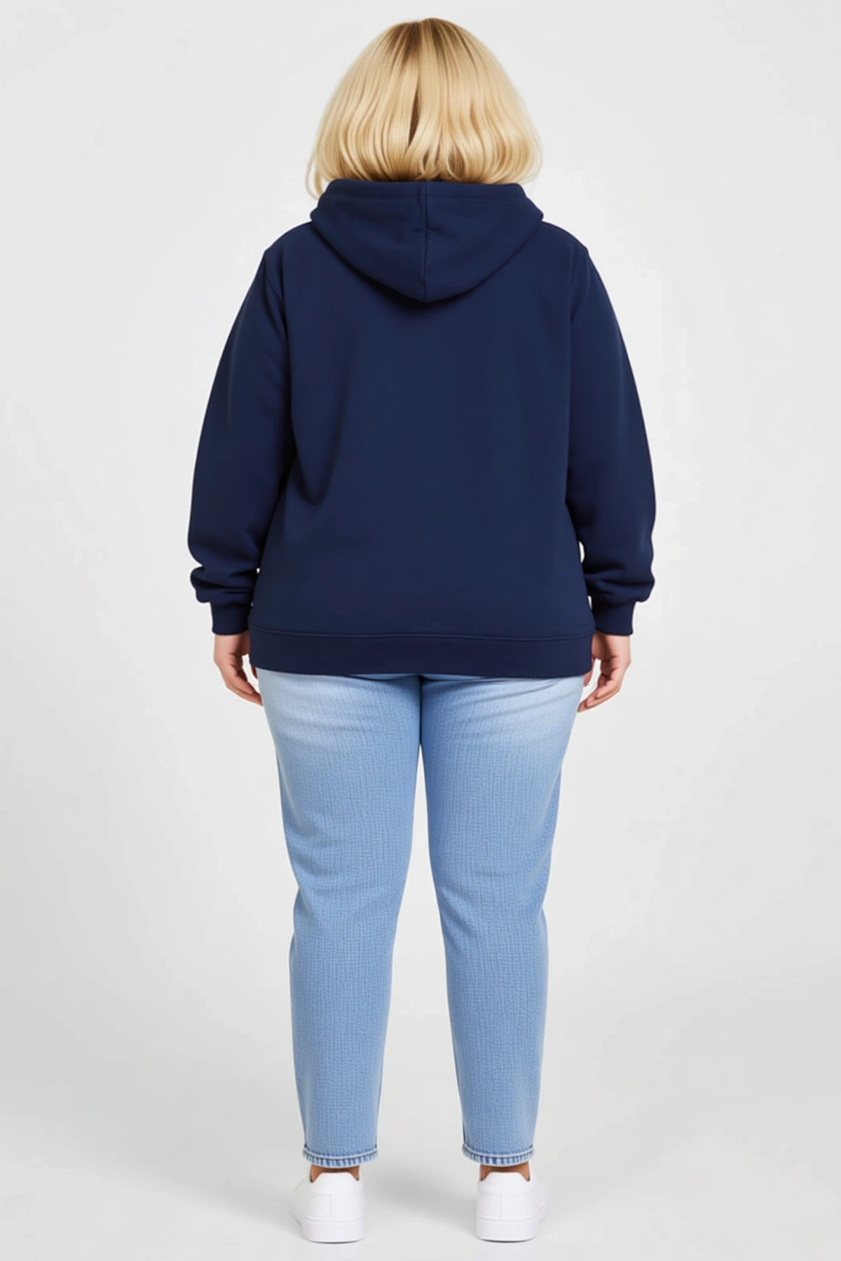 Kadın Büyük Beden Sweatshirt Üç İplik İçi Şardonlu Kapüşonlu Tam Fermuarlı Kışlık Yumuşak Dokulu
