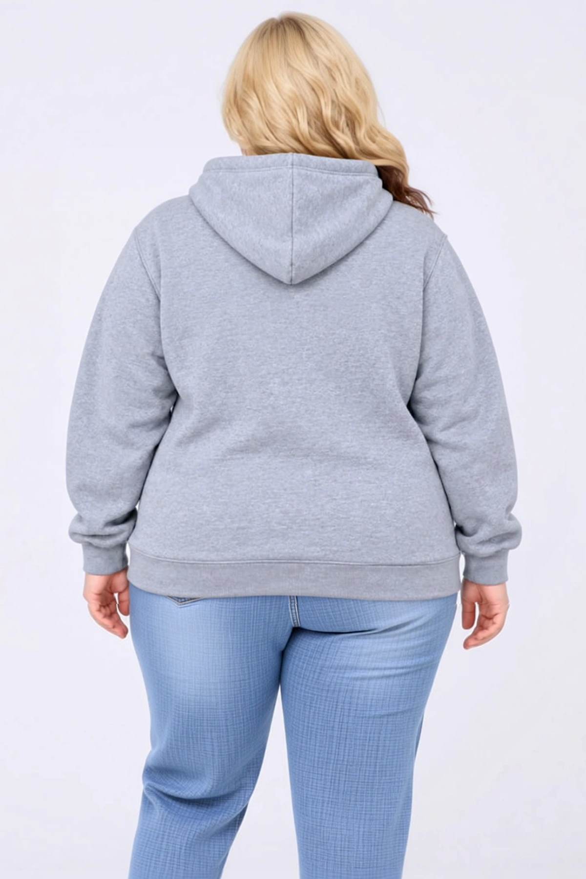 Kadın Büyük Beden Sweatshirt Üç İplik İçi Şardonlu Kapüşonlu Kanguru Cepli Kışlık Rahat Modern Şık