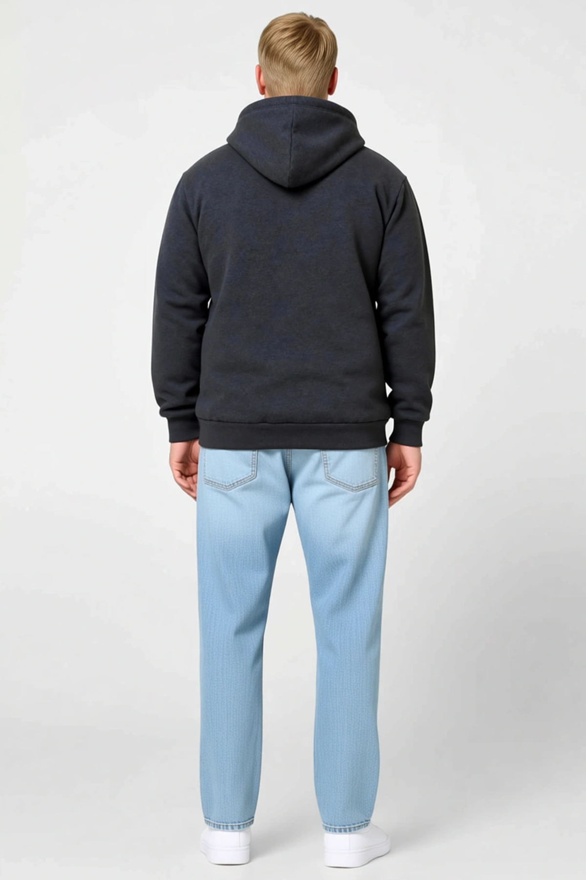 Erkek Büyük Beden Üç İplik İçi Şardonlu Kapüşonlu Kanguru Cepli Kışlık Günlük Rahat Sweatshirt Şık