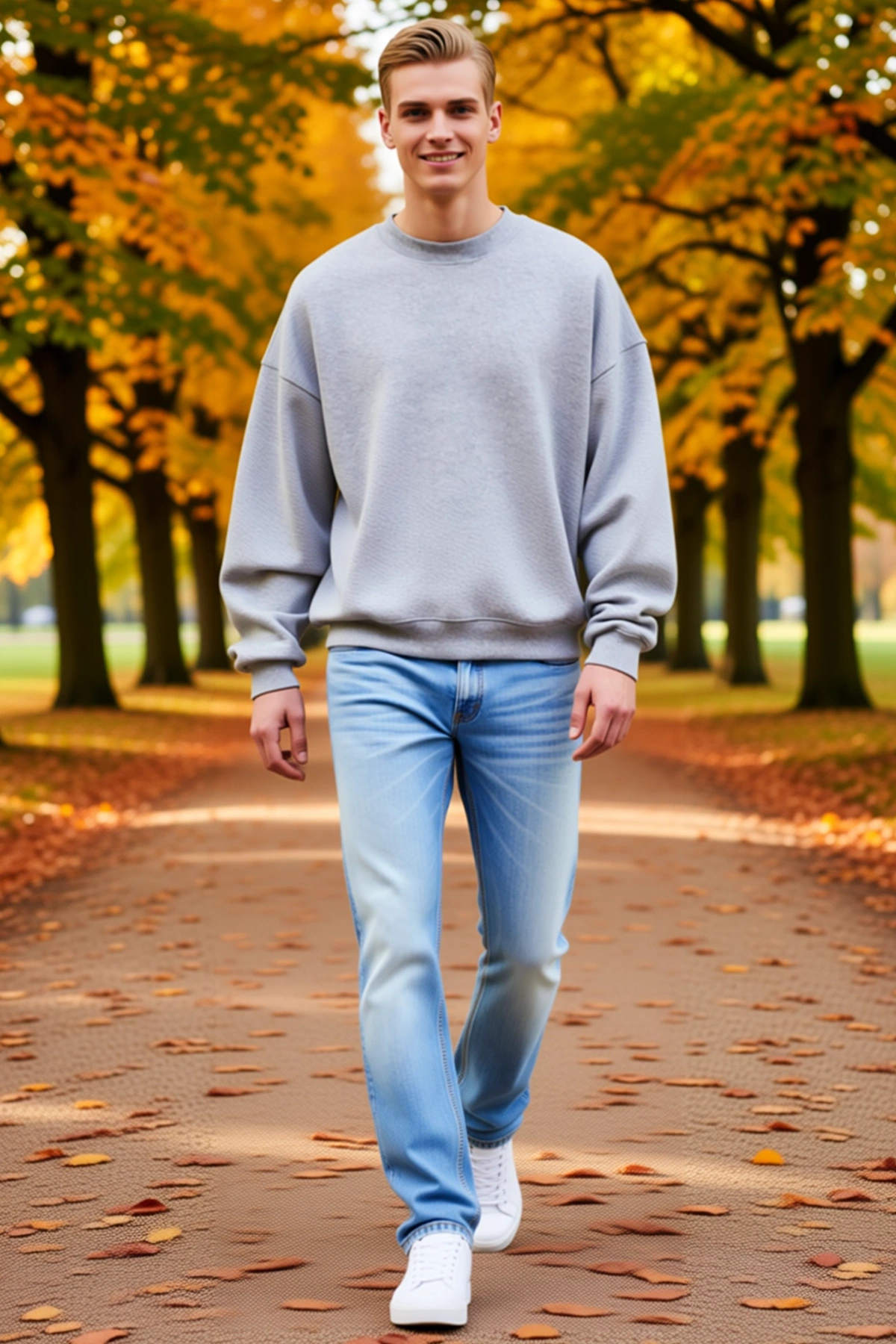Erkek Düz Bisiklet Yaka Oversize Sweatshirt Düşük Omuz Ribanalı Kol Ağzı Etek Ucu Günlük Rahat Kalıp