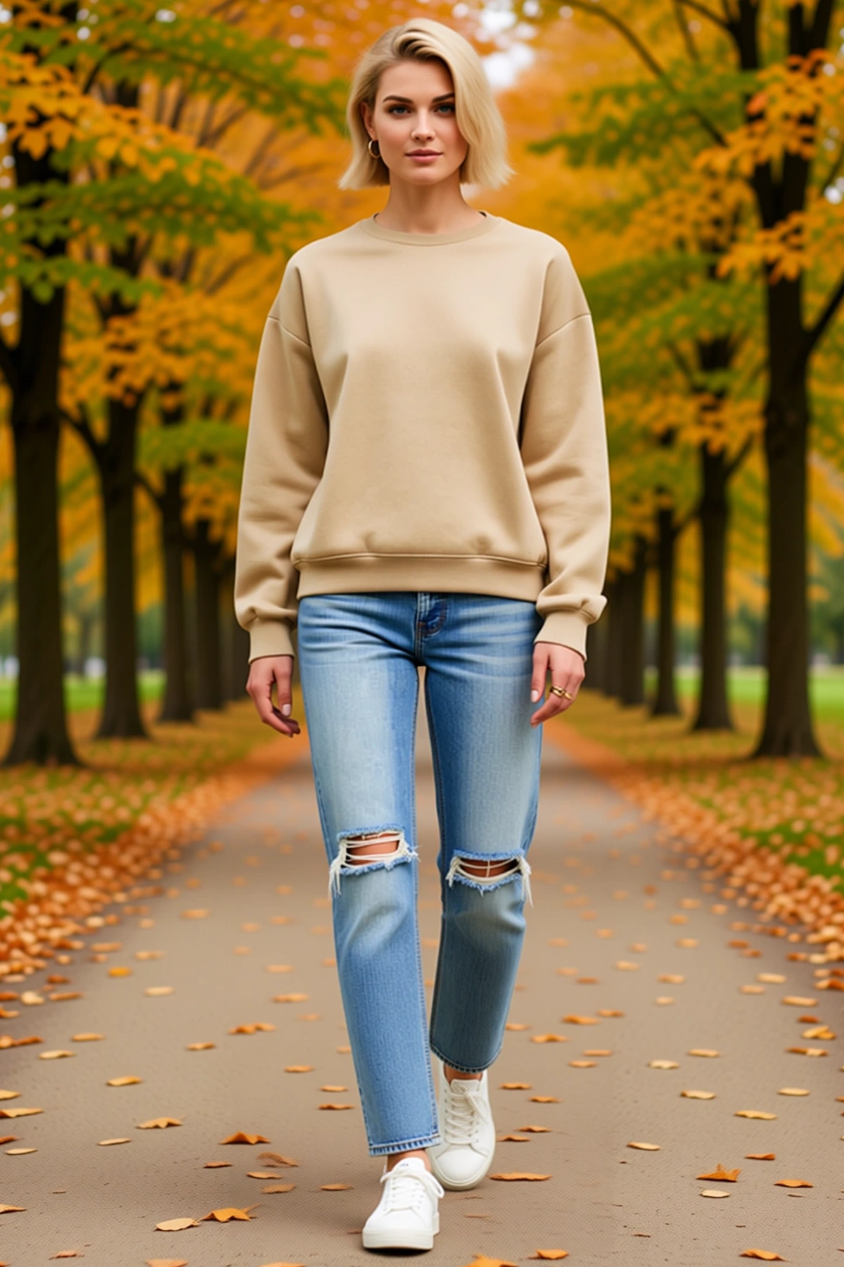 Kadın Bisiklet Yaka Düz Sweatshirt Düşük Omuzlu Ribanalı Kol Ağzı Etek Ucu Günlük Rahat Kullanım