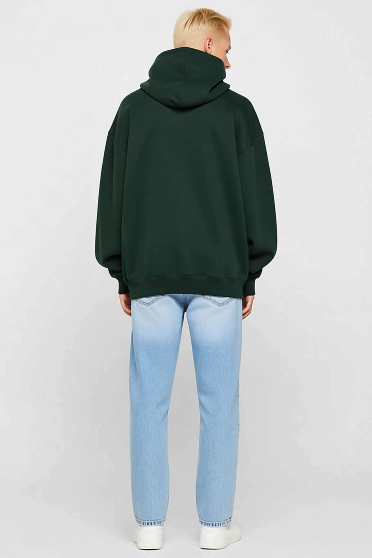 Erkek Düz Kapüşonlu Sweatshirt Kanguru Cepli Ribanalı Kol Ağzı Salaş Kesim Günlük Rahat Konforlu
