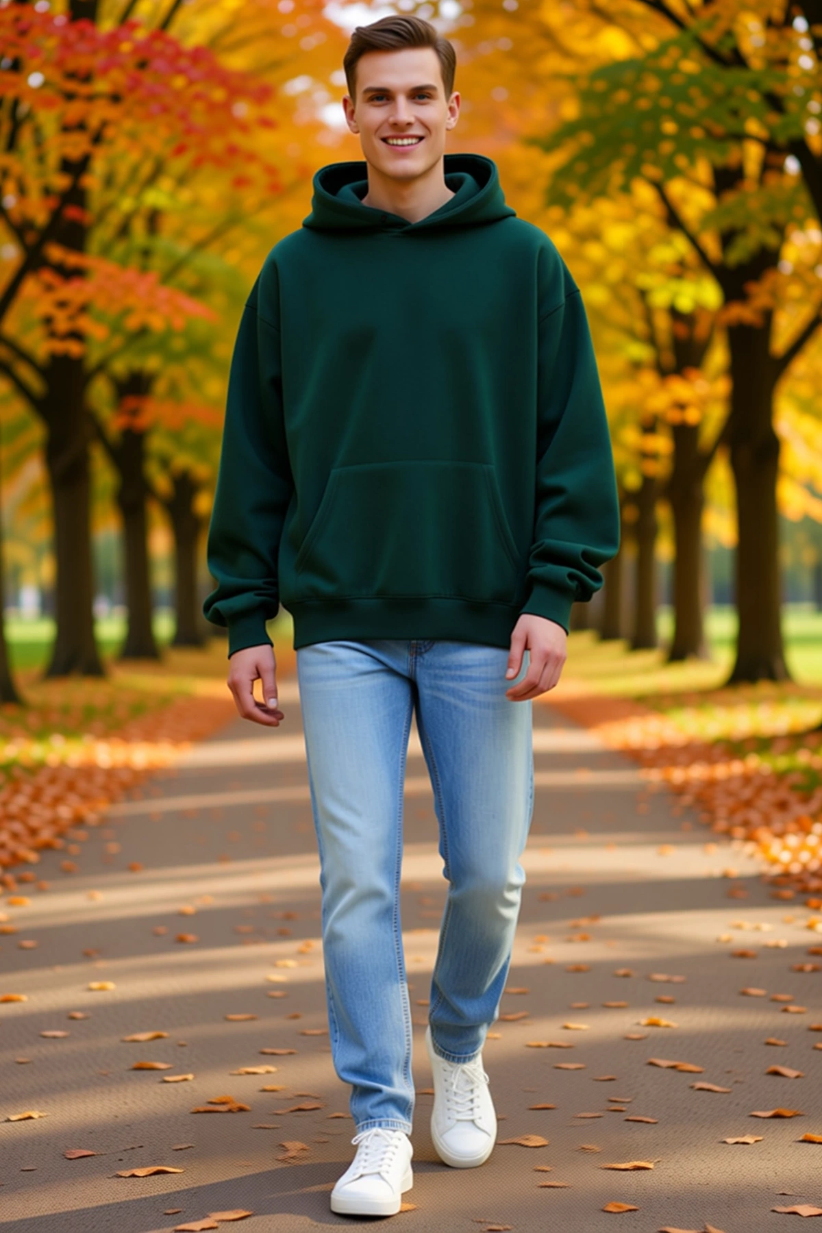 Erkek Düz Kapüşonlu Sweatshirt Kanguru Cepli Ribanalı Kol Ağzı Salaş Kesim Günlük Rahat Konforlu