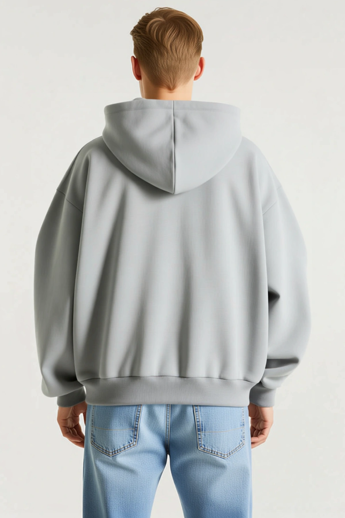 Erkek Düz Kapüşonlu Sweatshirt Oversize Kalıp Düşük Omuzlu Ribana Manşetli Günlük Sezonluk Kullanım