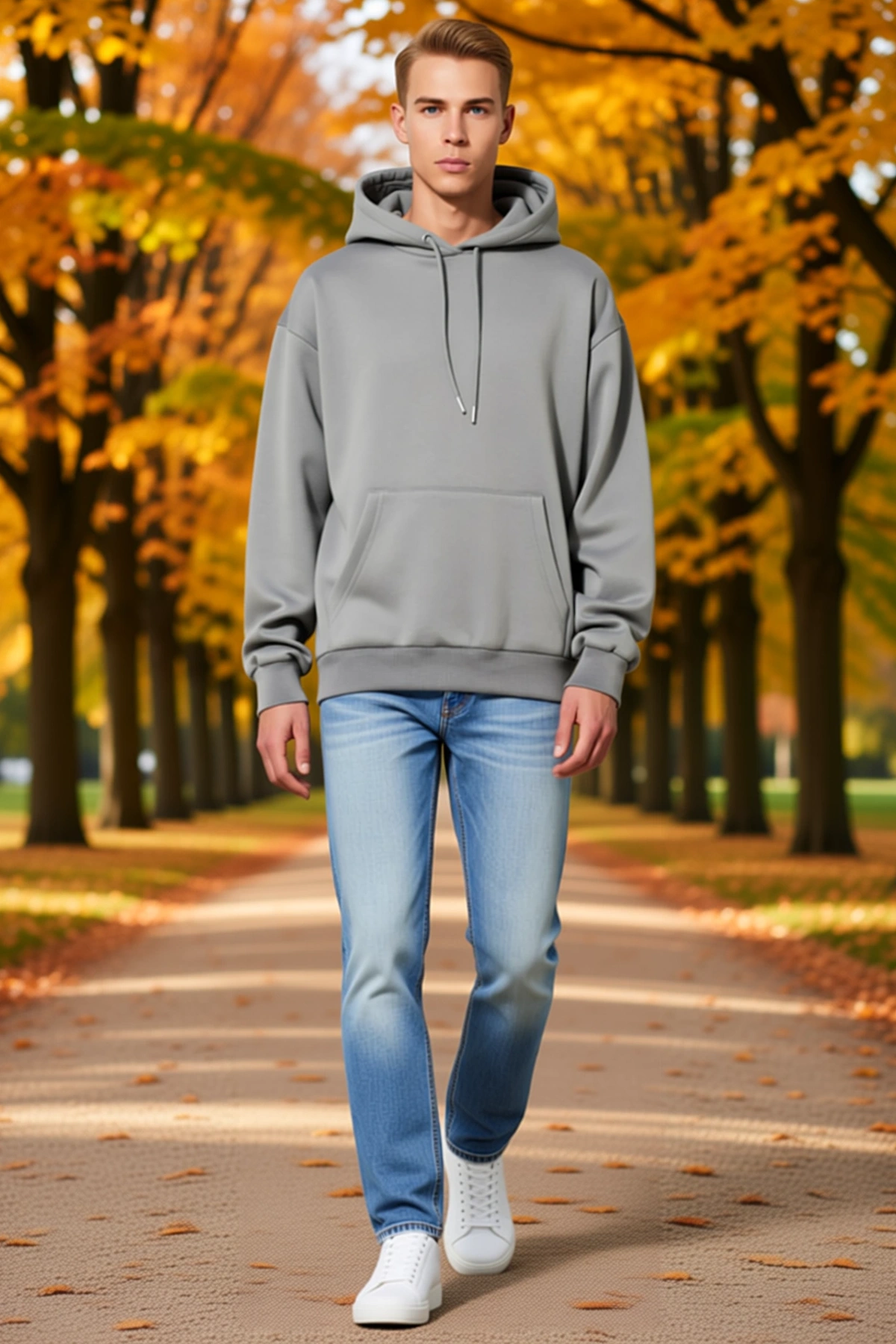 Erkek Düz Kapüşonlu Sweatshirt Oversize Kalıp Düşük Omuzlu Ribana Manşetli Günlük Sezonluk Kullanım
