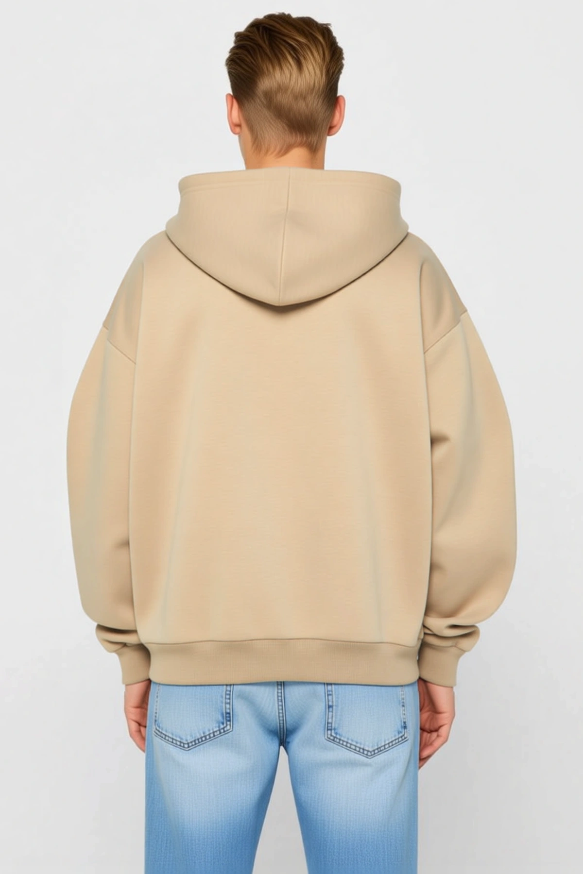 Erkek Kordonlu Kapüşonlu Sweatshirt Düz Kanguru Cepli Ribanalı Bol Kalıp Günlük Modern Rahat Kesim