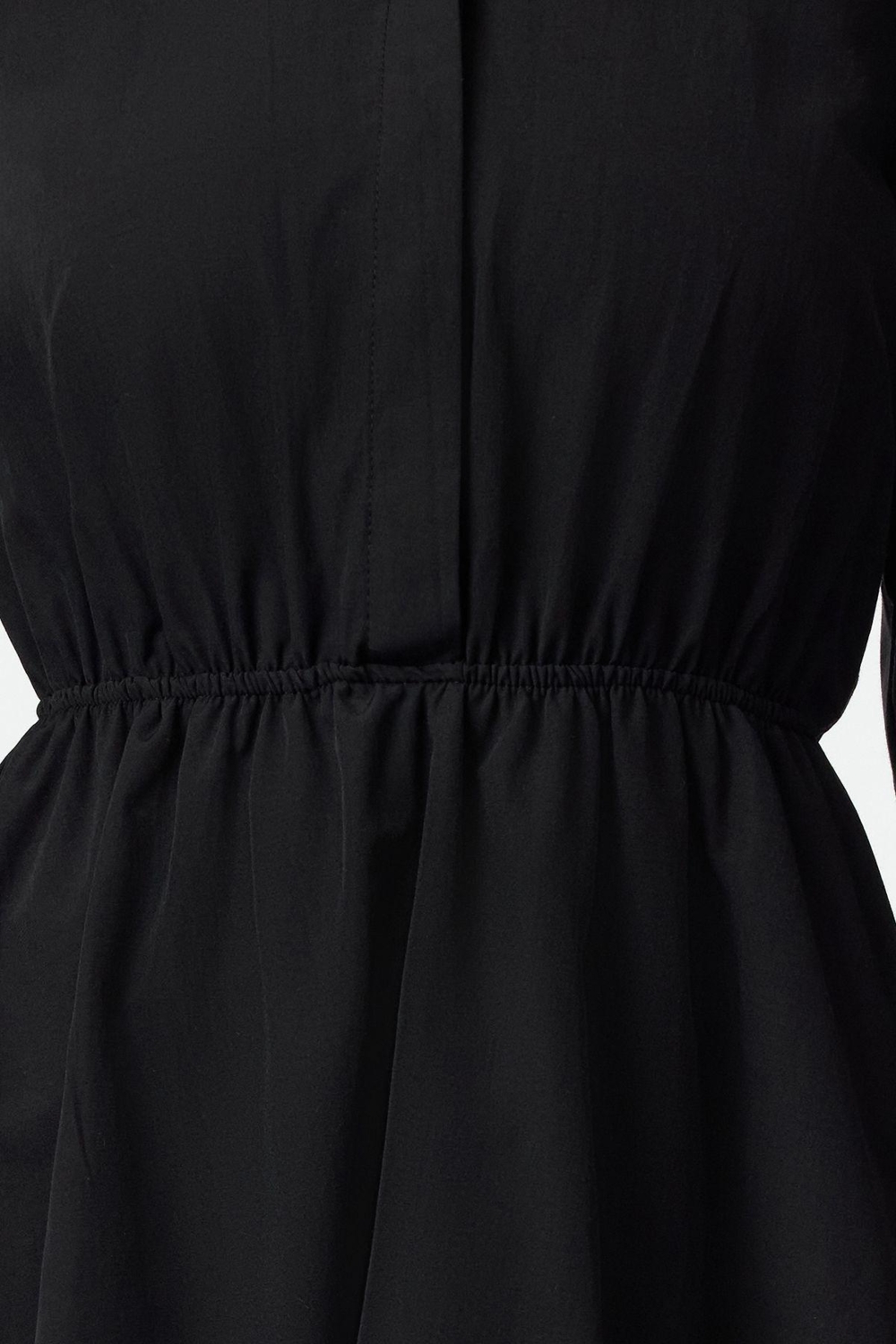 Moda Stil Regular Gömlek Yaka Mini Boy Balon Etek Dokuma Elbise