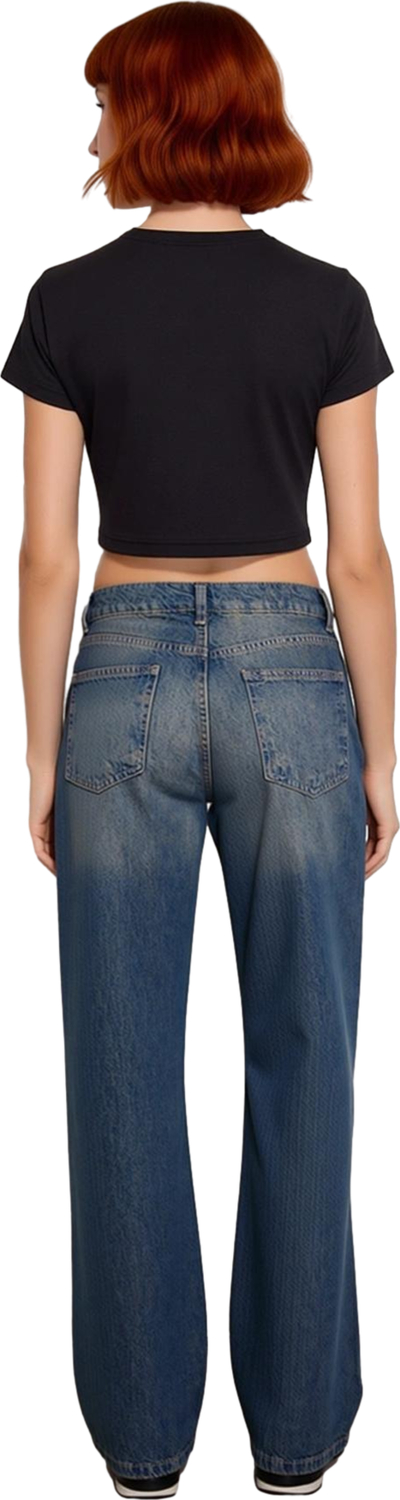 Kadın Vintage Geniş Paça Kot Pantolon Fonksiyonel Dayanıklı Kaliteli Konforlu Estetik Spor