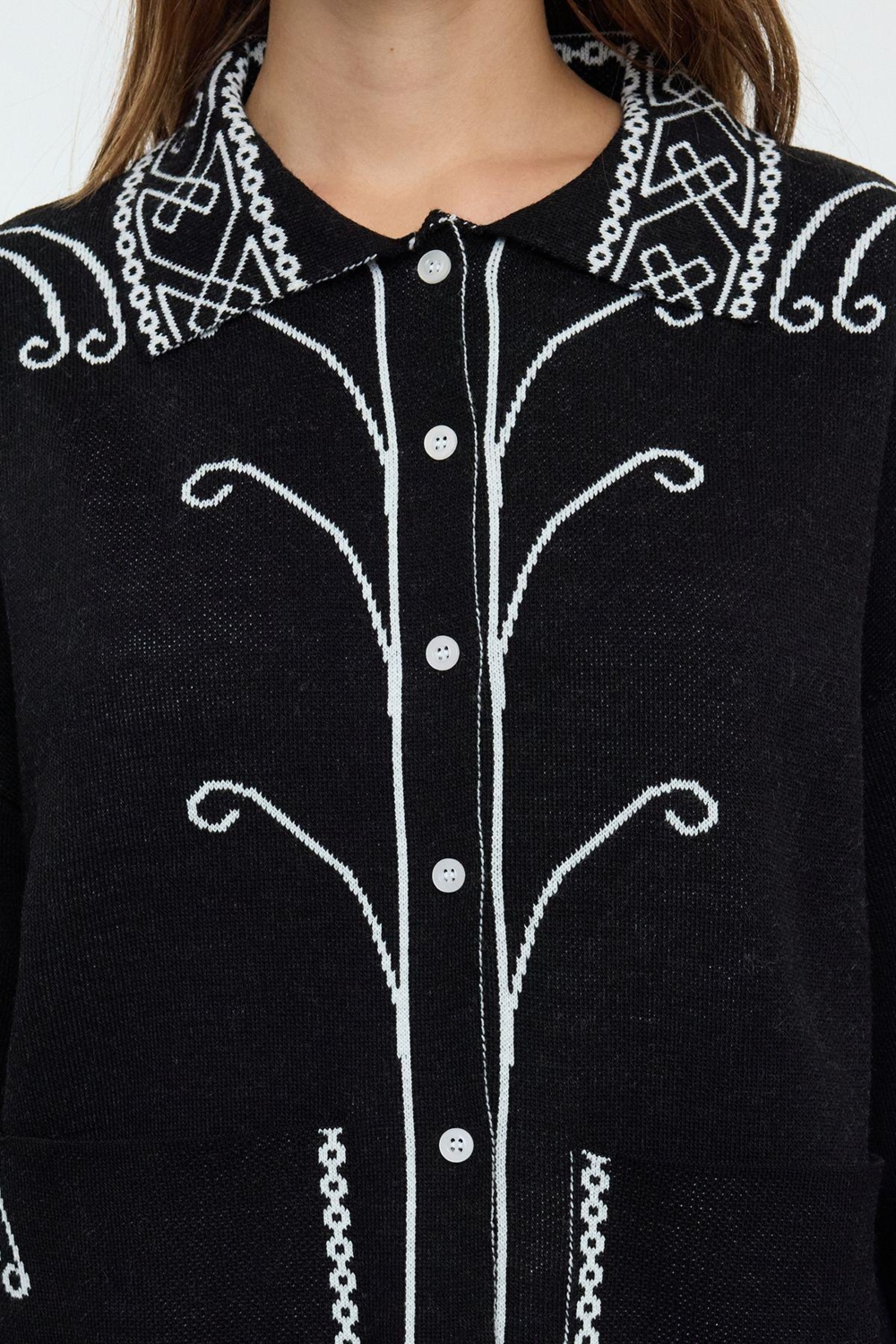 Kadın Modern Tarz Regular Polo Yaka Regular Triko Hırka