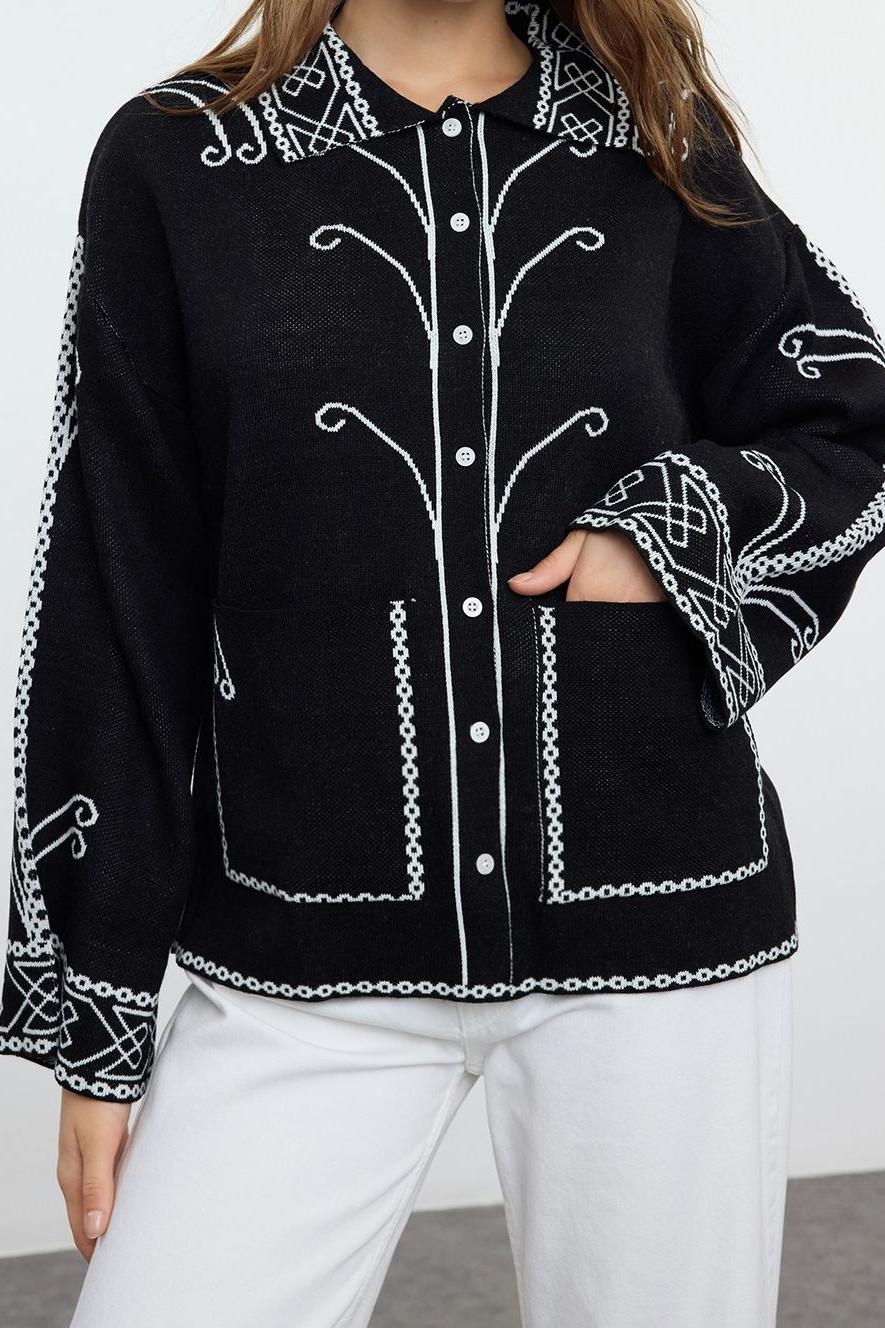 Kadın Modern Tarz Regular Polo Yaka Regular Triko Hırka
