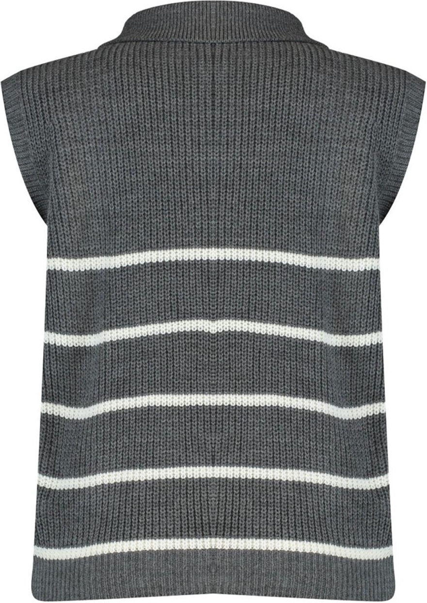 Stil Modern Kadın Regular Standart Kol Polo Yaka Fermuarlı Çizgili Triko Süveter