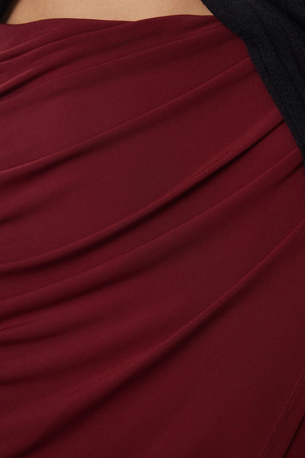 Modern Tarz Astarsız Örme Maxi Boy Büzgü Drape Detaylı Maxi Anvelop Esnek Etek