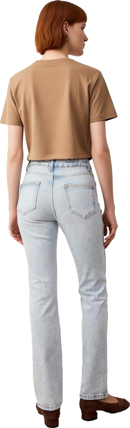 Kadın Açık Yüksek Bel Flare Denim Pantolon Fonksiyonel Dayanıklı Kaliteli Konforlu Estetik