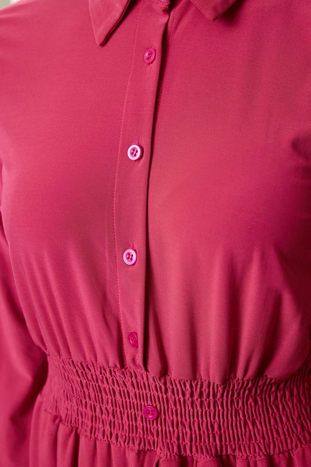 Moda Stil Slim Polo Yaka Mini Boy Beli Lastikli Örme Elbise