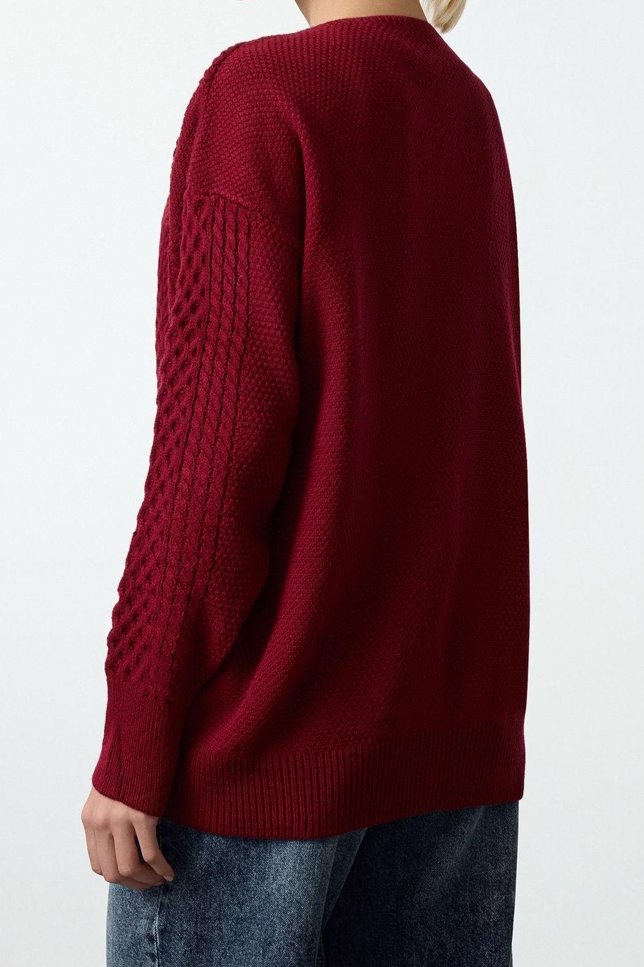 Kadın Modern Tarz Oversize V Yaka Midi Triko Hırka