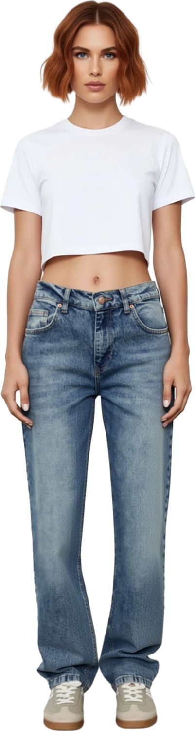 Kadın Rahat Kesim Vintage Jean Pantolon Fonksiyonel Dayanıklı Kaliteli Konforlu Estetik Şık