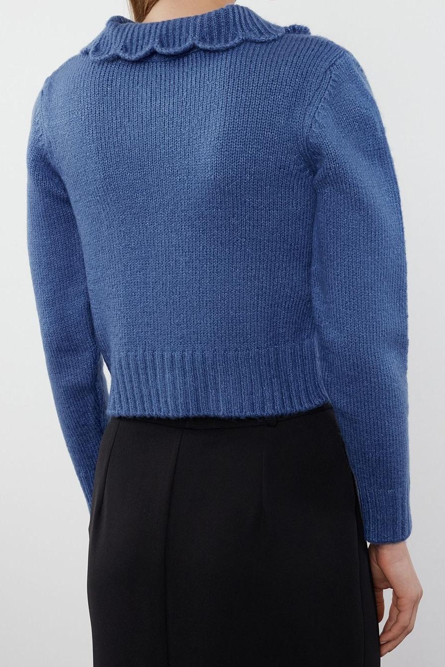 Kadın Modern Tarz Regular Polo Yaka Crop Triko Hırka