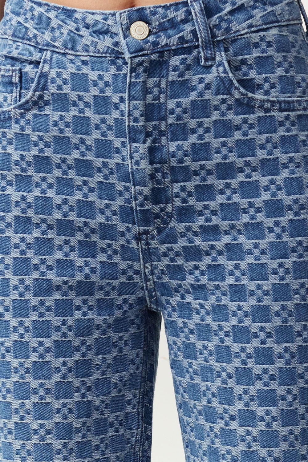 Stil Kadın Moda Denim Kot Pantolon Regular Geniş Paça Yüksek Bel Jeans