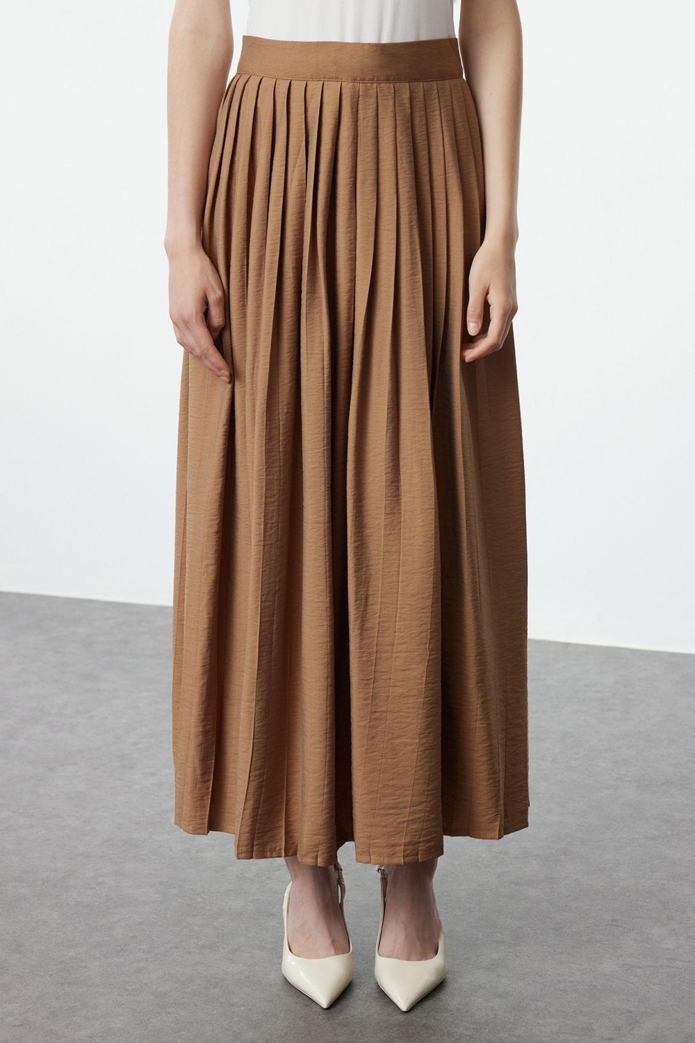 Tarz Kadın Modern Moda Normal Bel Boru Paça V Yaka Kuşaklı Kimono-Piliseli Etek Dokuma Alt-Üst Takım