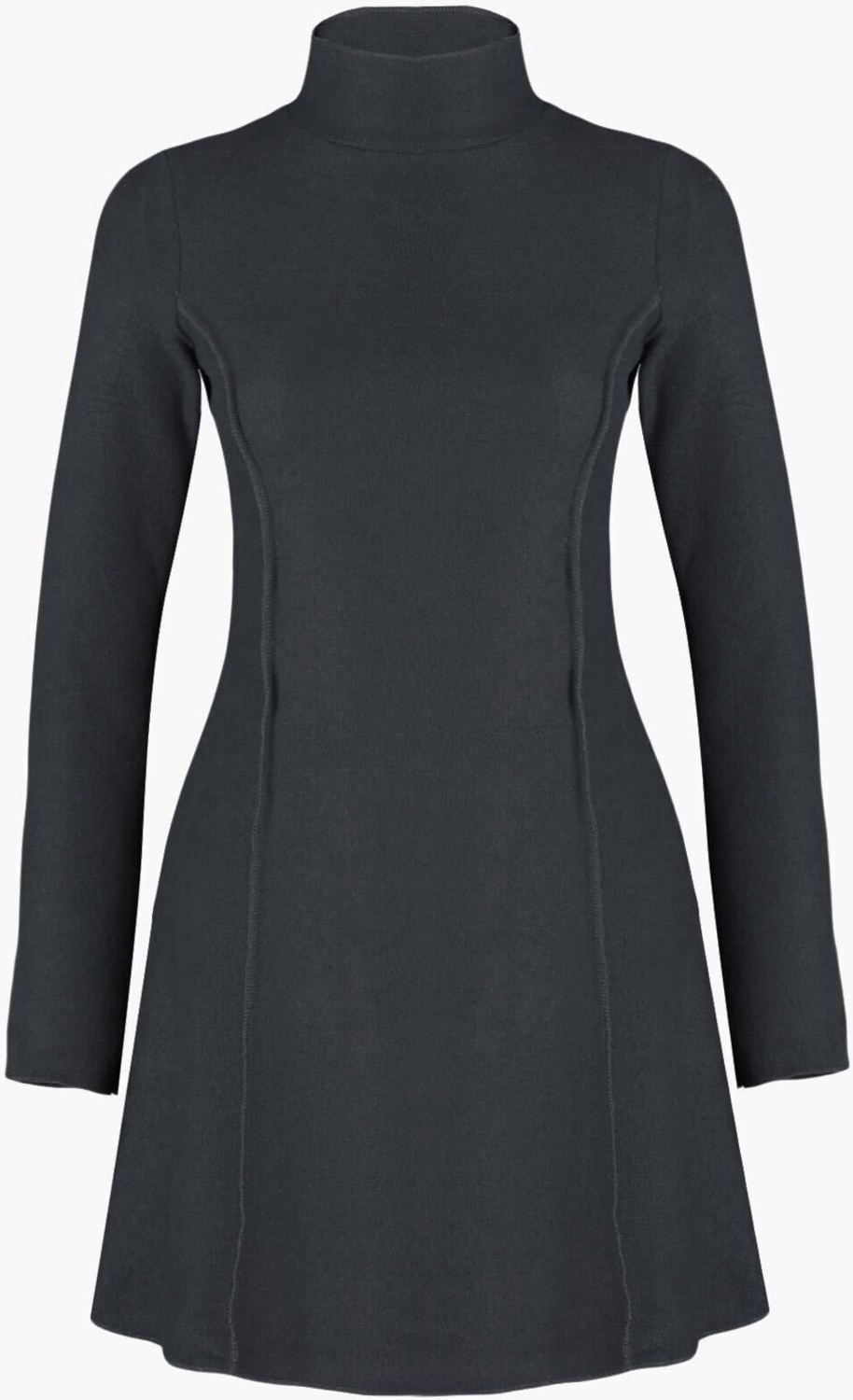 Moda Stil Regular Dik Yaka Mini Boy Dikiş Detaylı Selanik Örme Elbise