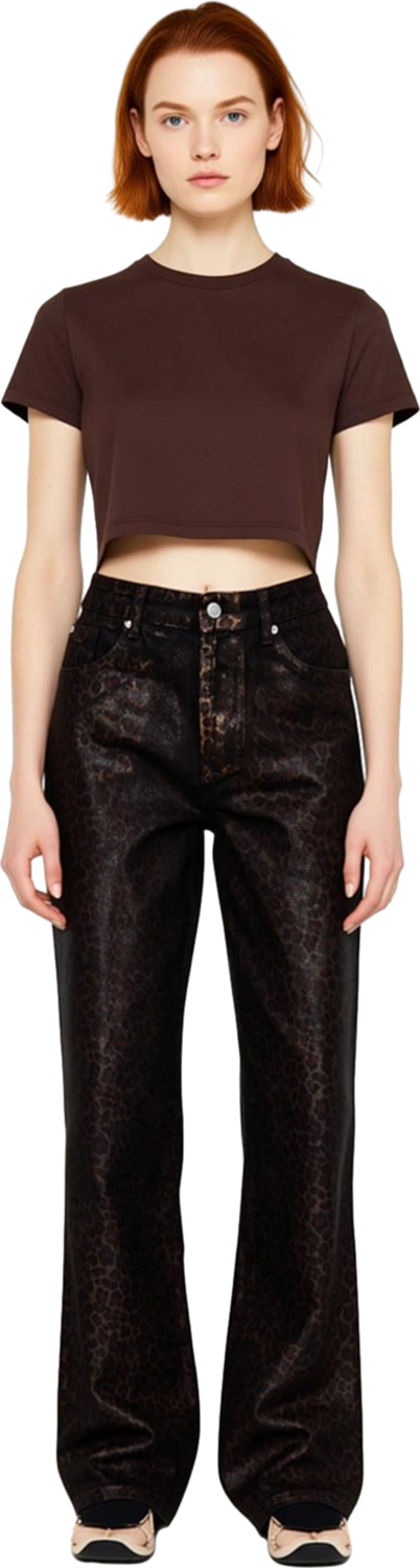 Kadın Leopar Desenli Wide Leg Denim Pantolon Fonksiyonel Dayanıklı Kaliteli Konforlu Rahat